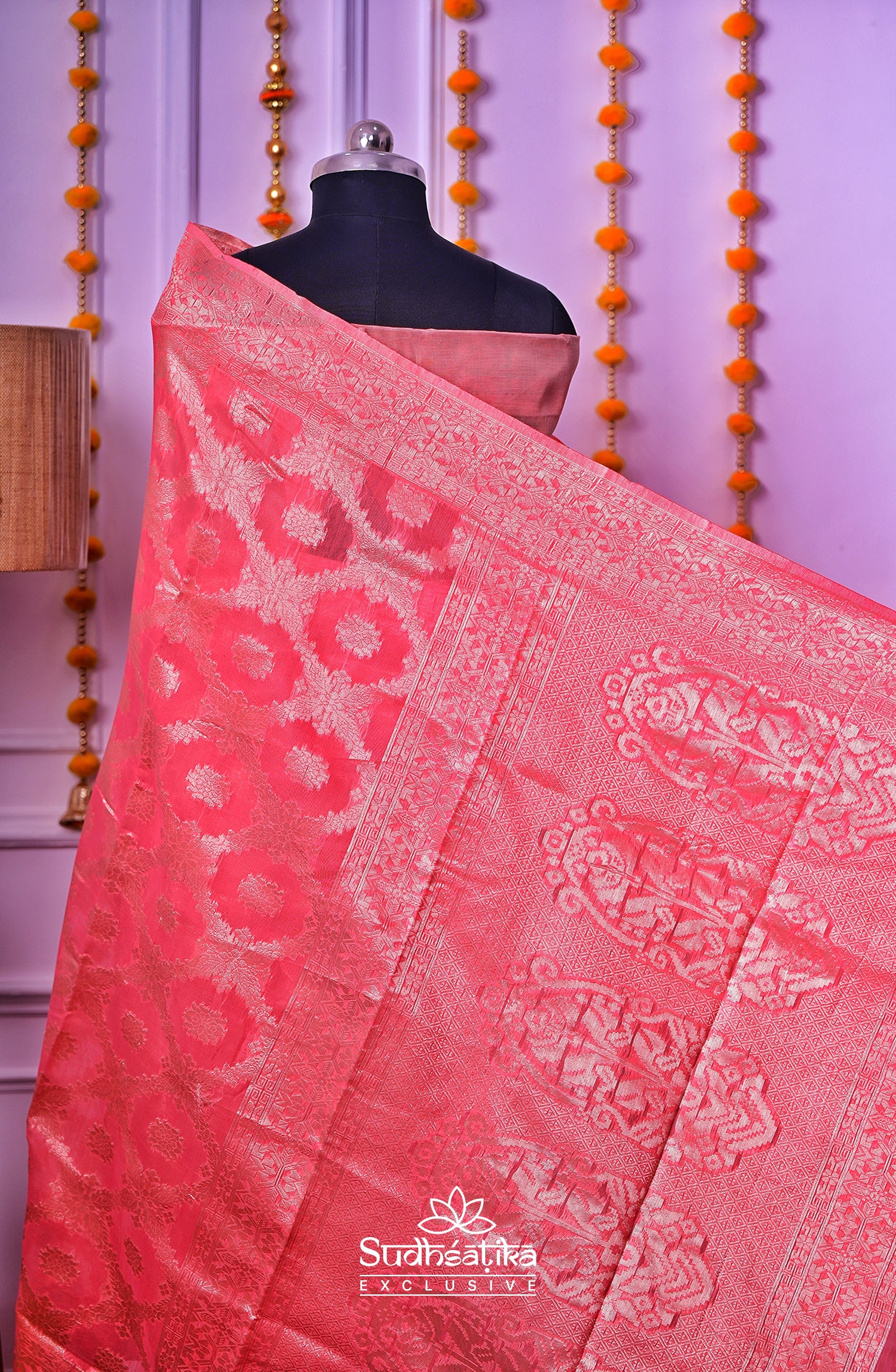 Rose Pink Banarsi Cotton Silk Lightweight