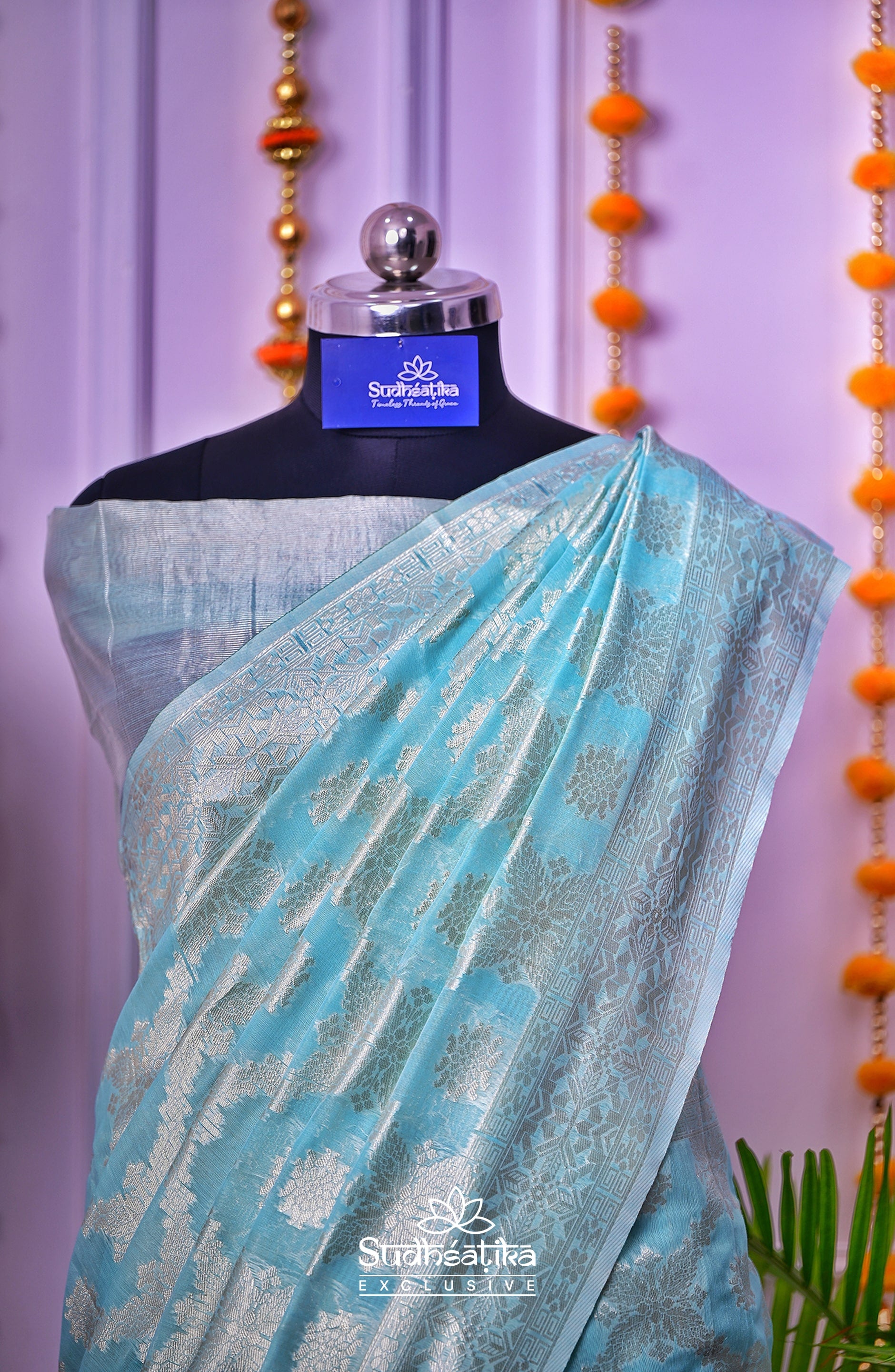 Baby Blue Banarsi Cotton Silk Lightweight