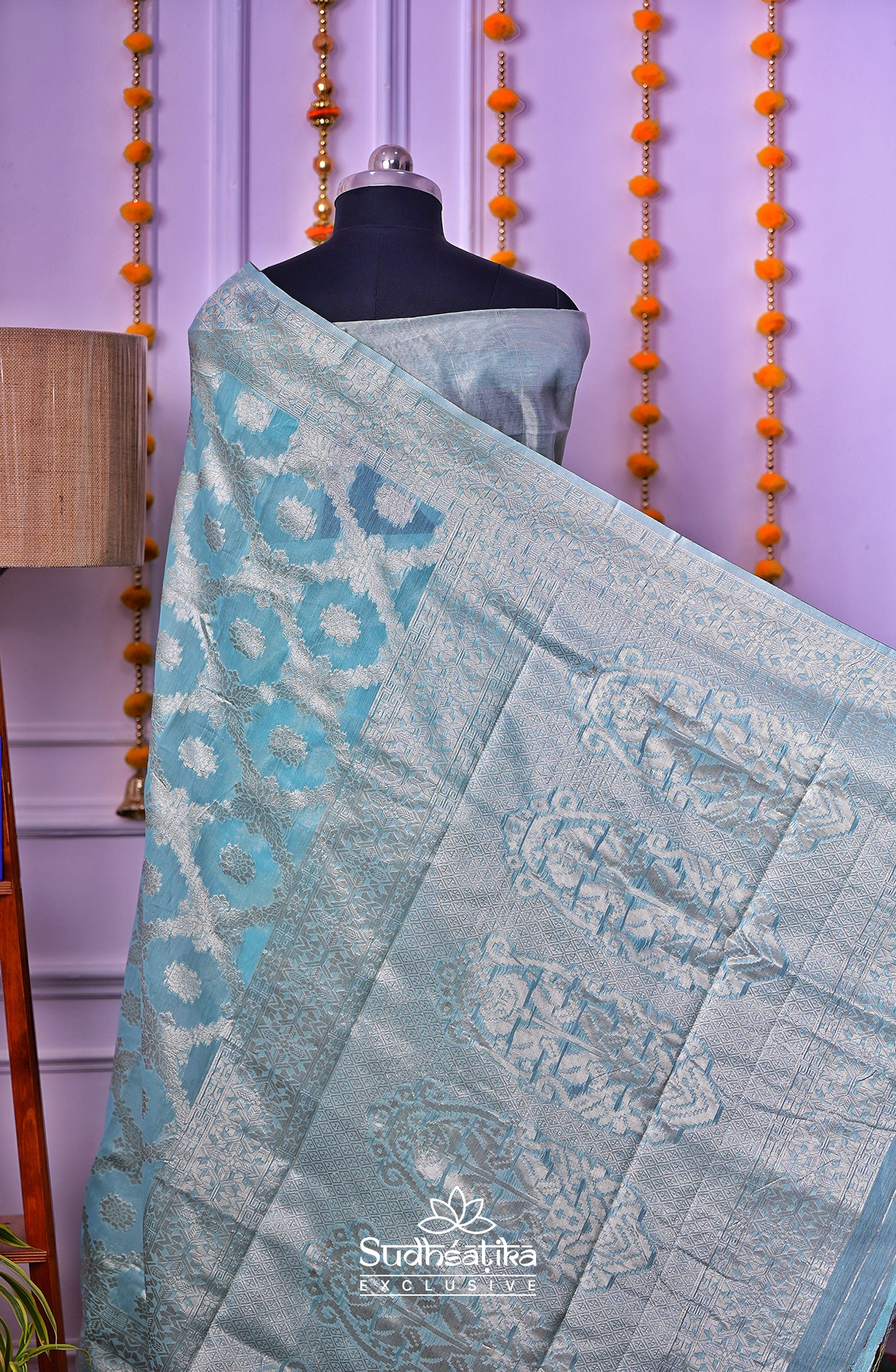 Baby Blue Banarsi Cotton Silk Lightweight