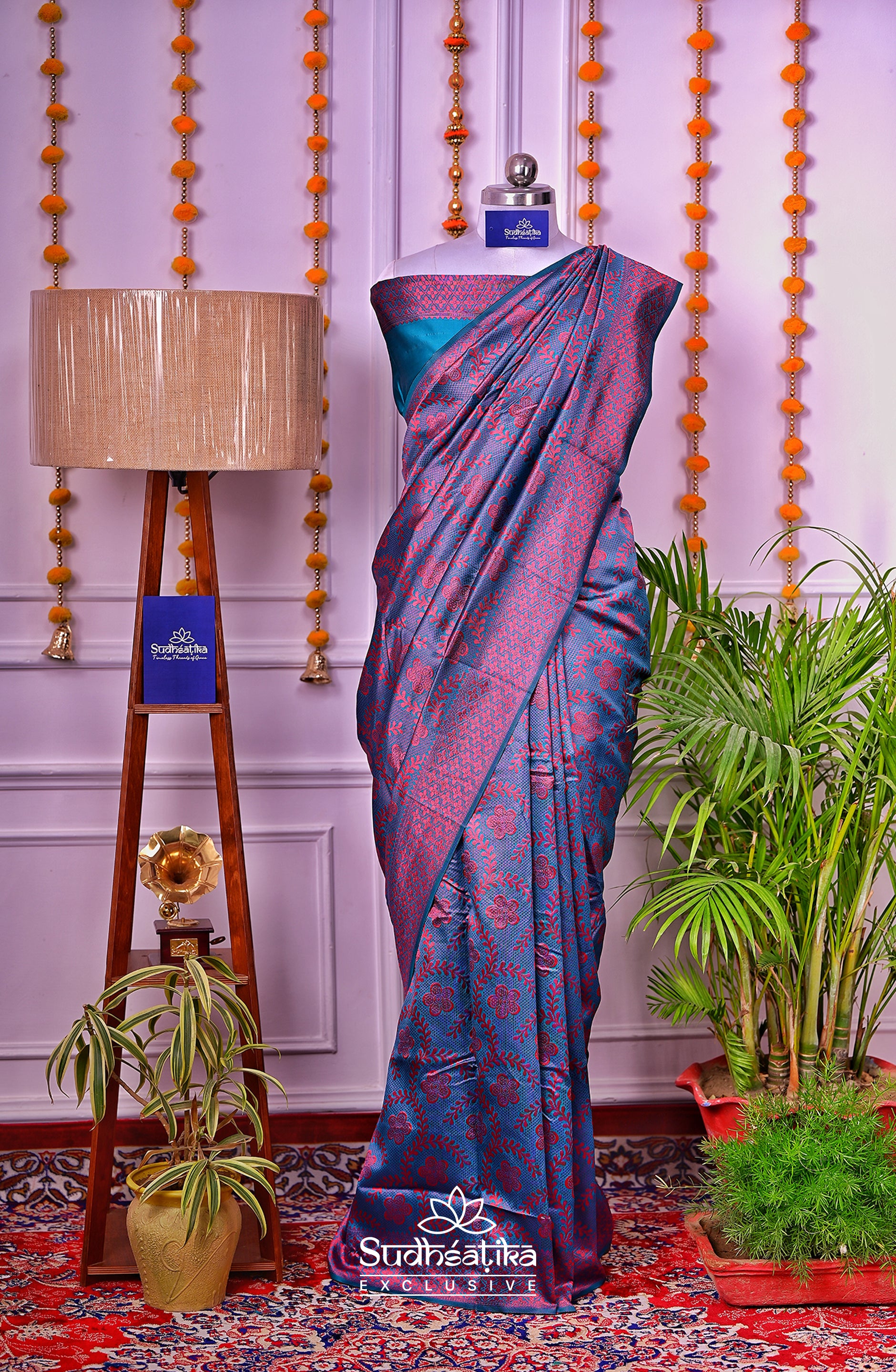 Rama Green Banarsi Silk Saree Lightweight