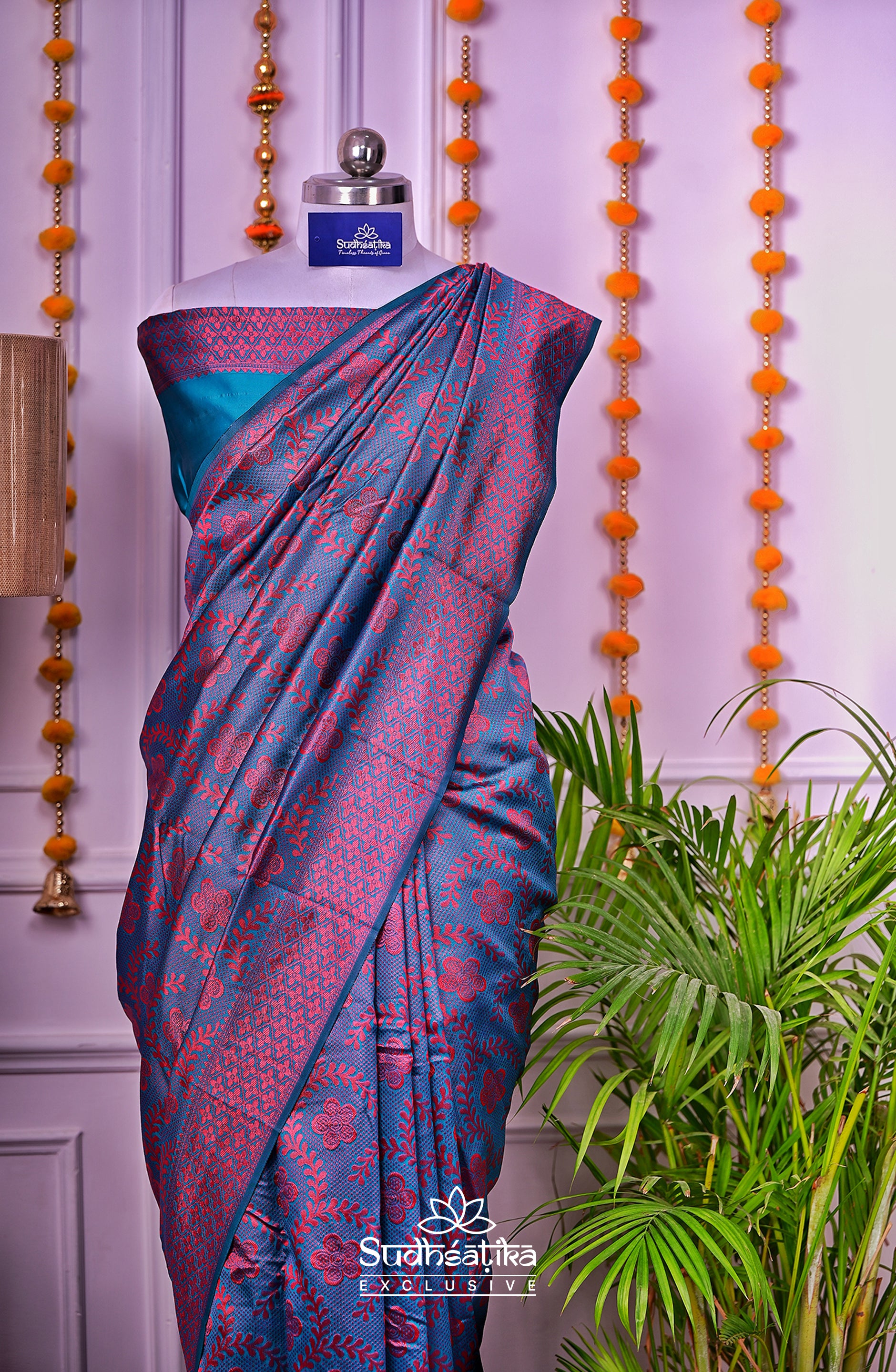 Rama Green Banarsi Silk Saree Lightweight