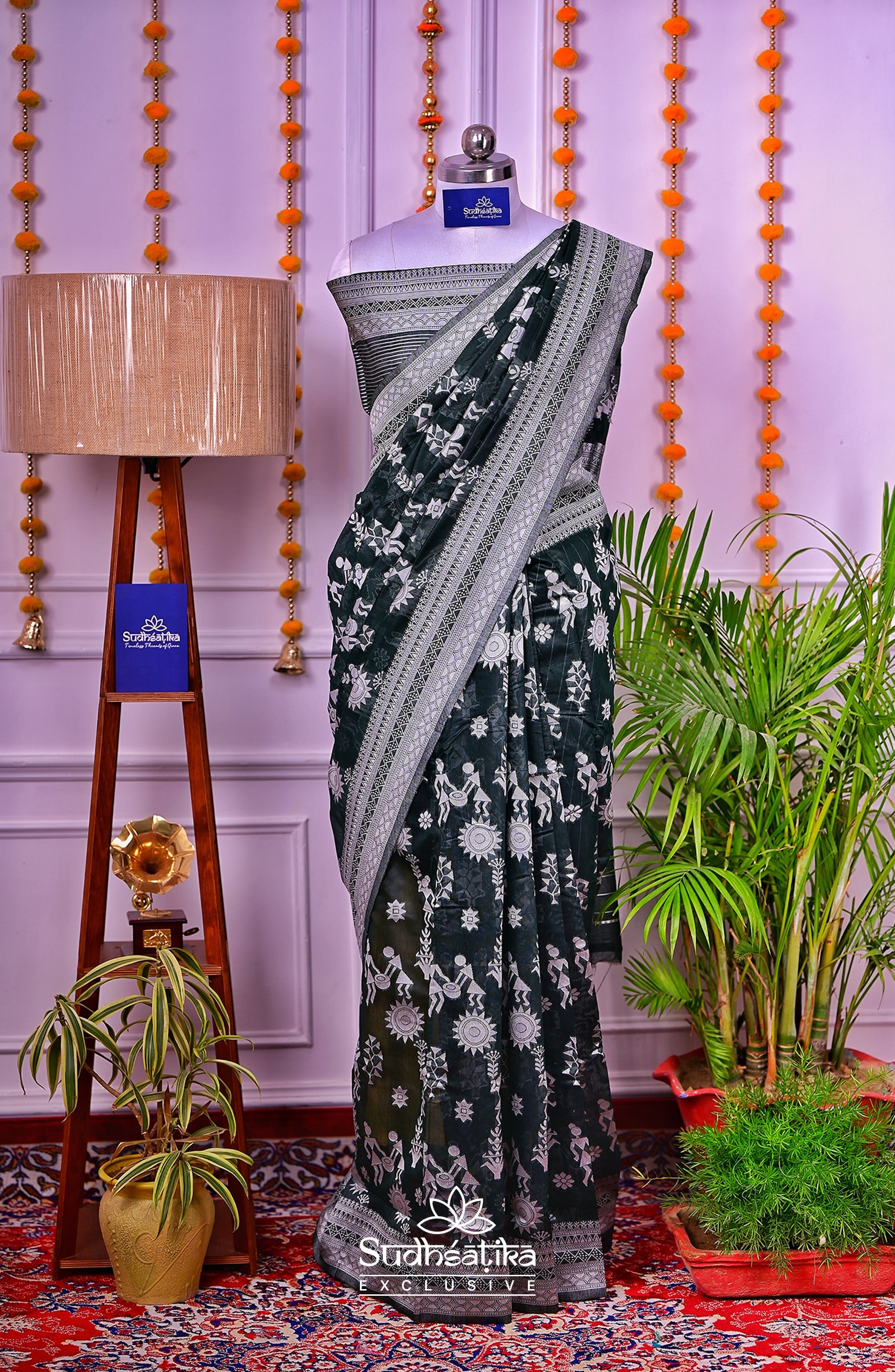 Olive Green Cotton Saree Lightweight