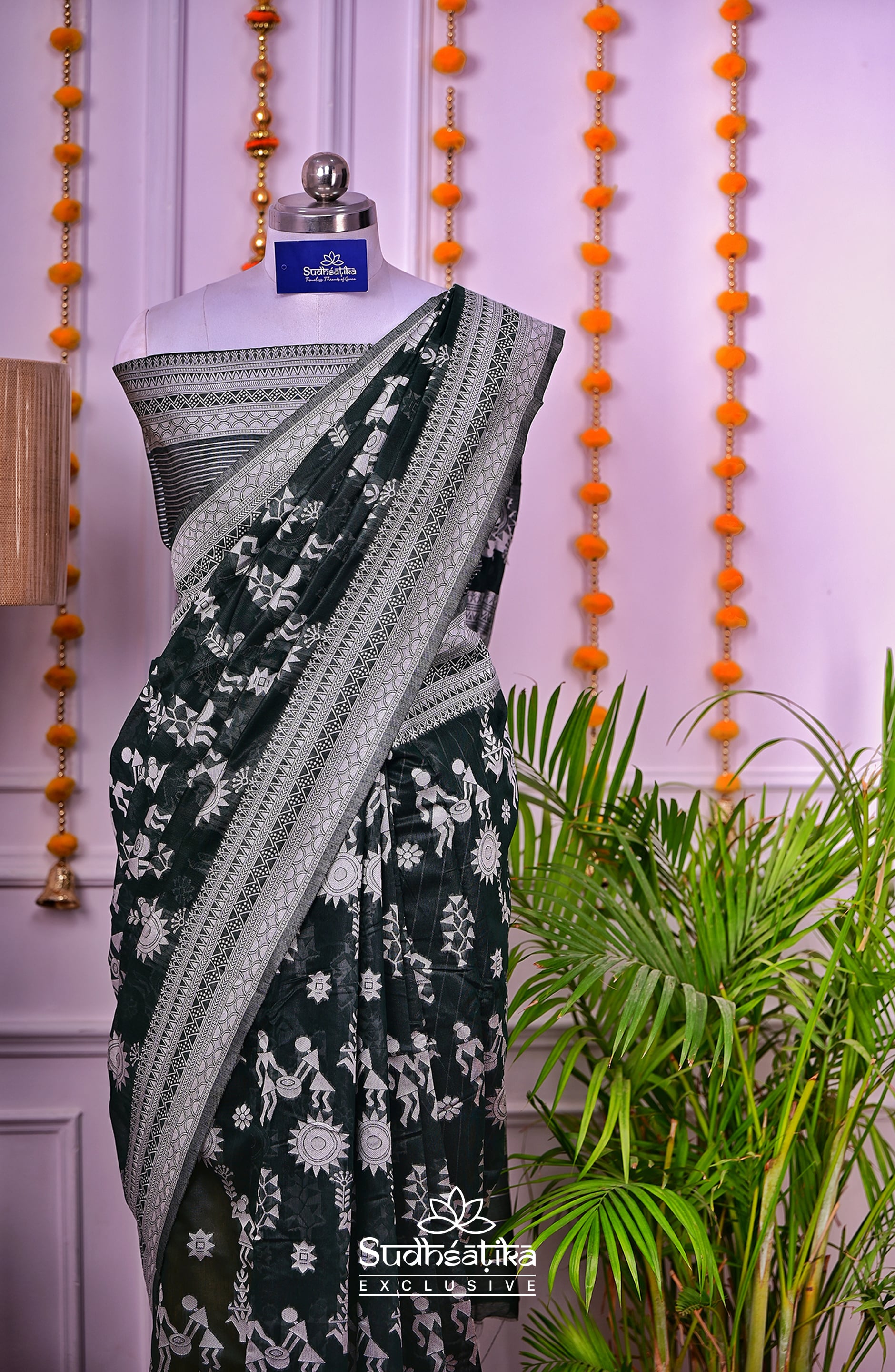 Olive Green Cotton Saree Lightweight