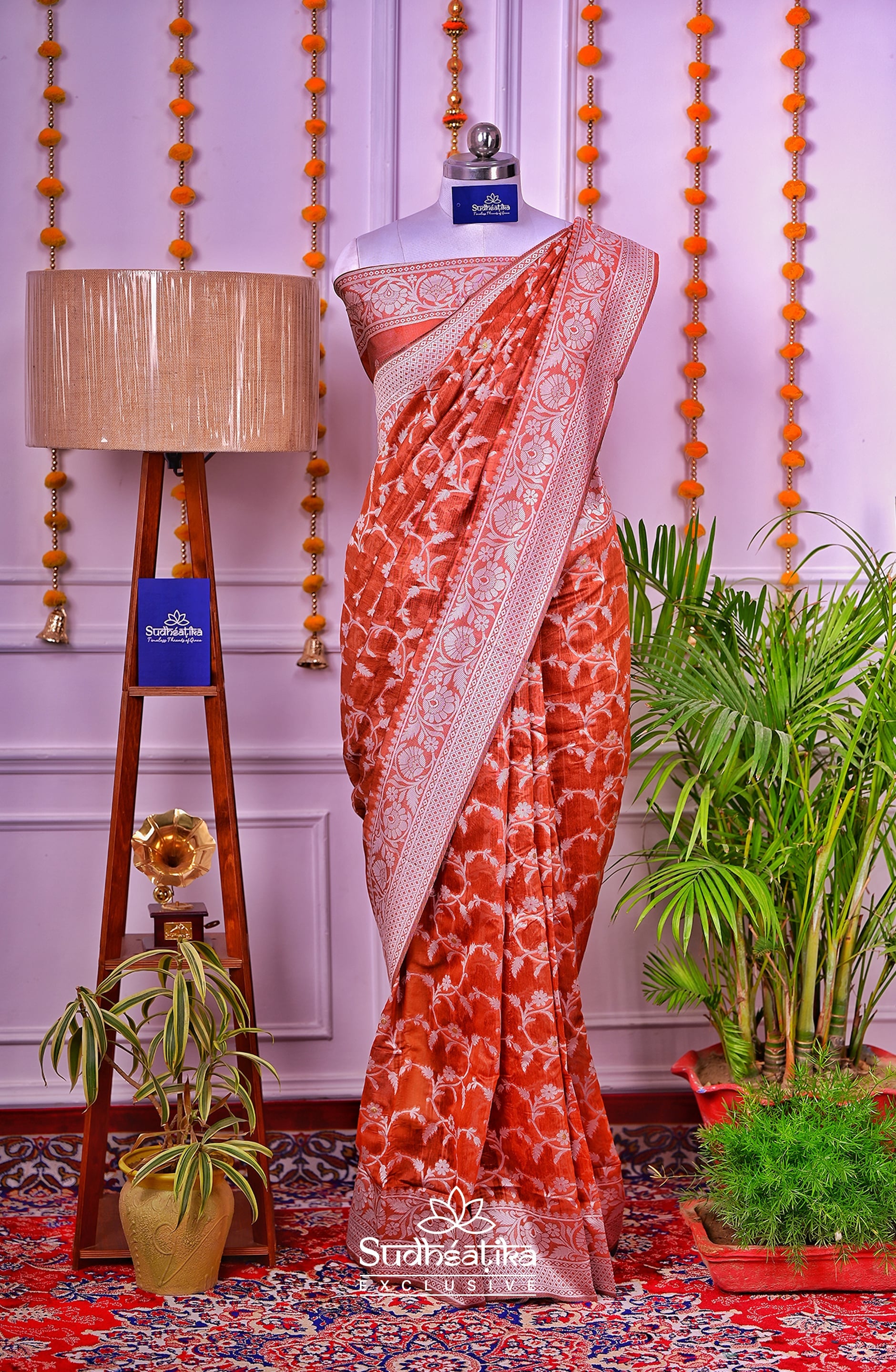 Light Marron Cotton Saree Lightweight