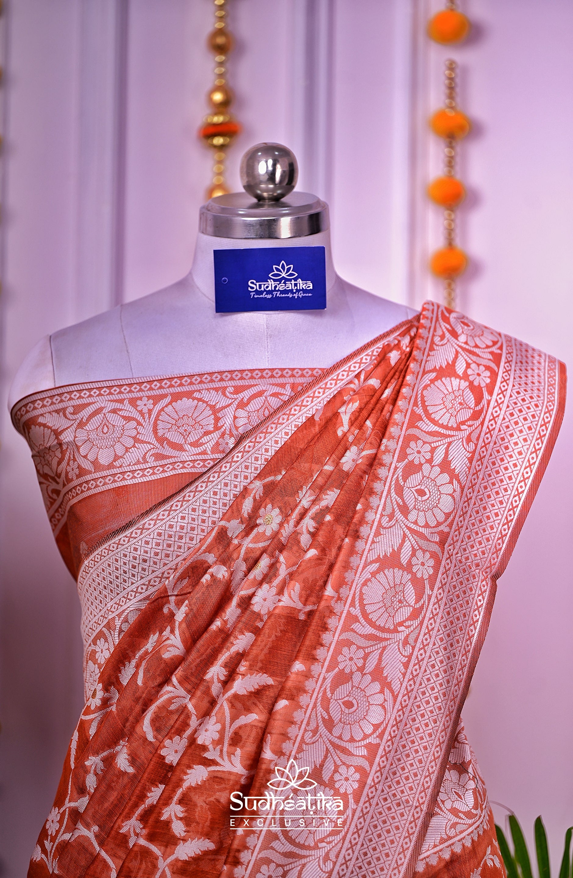 Light Marron Cotton Saree Lightweight
