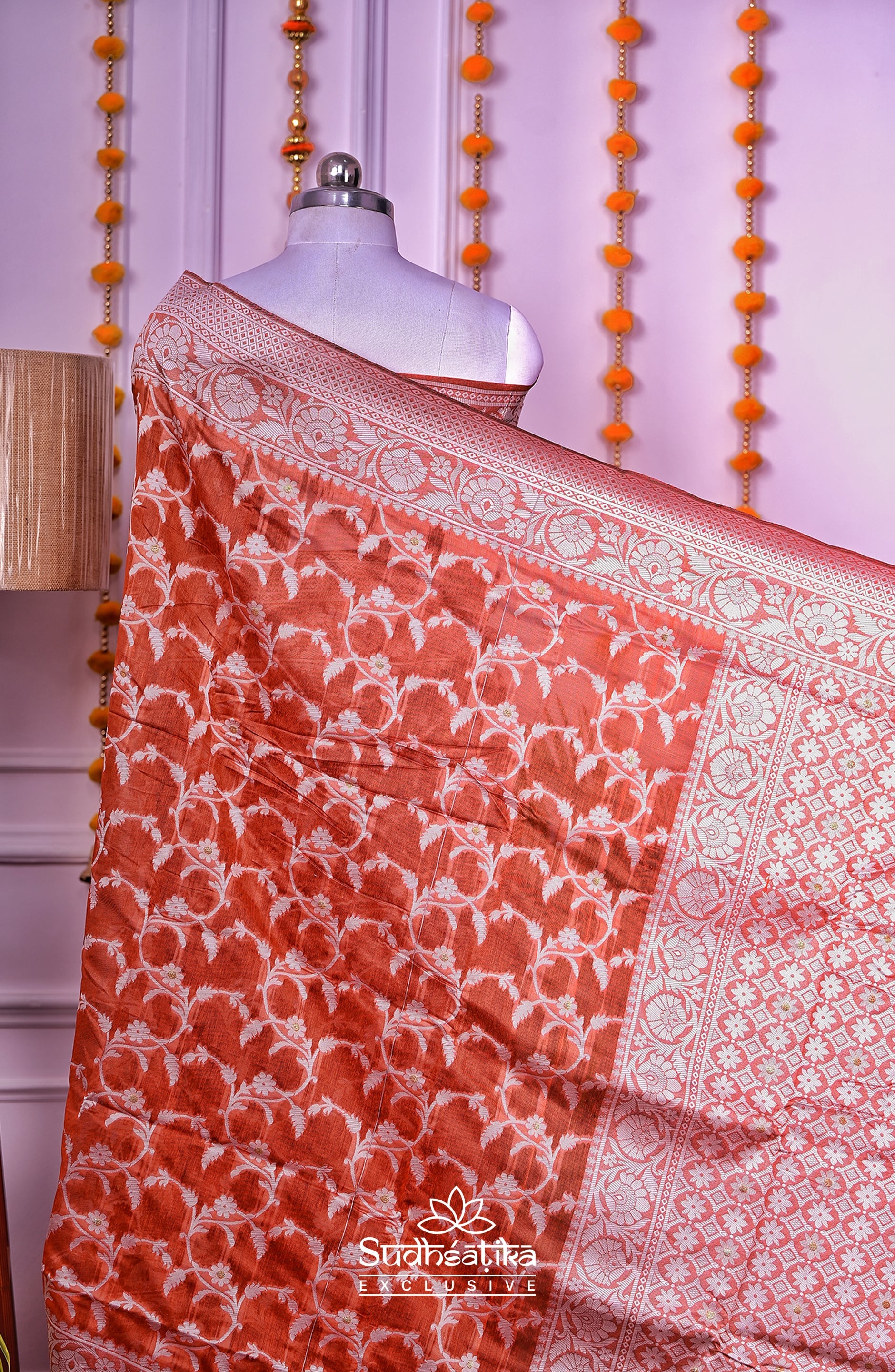 Light Marron Cotton Saree Lightweight