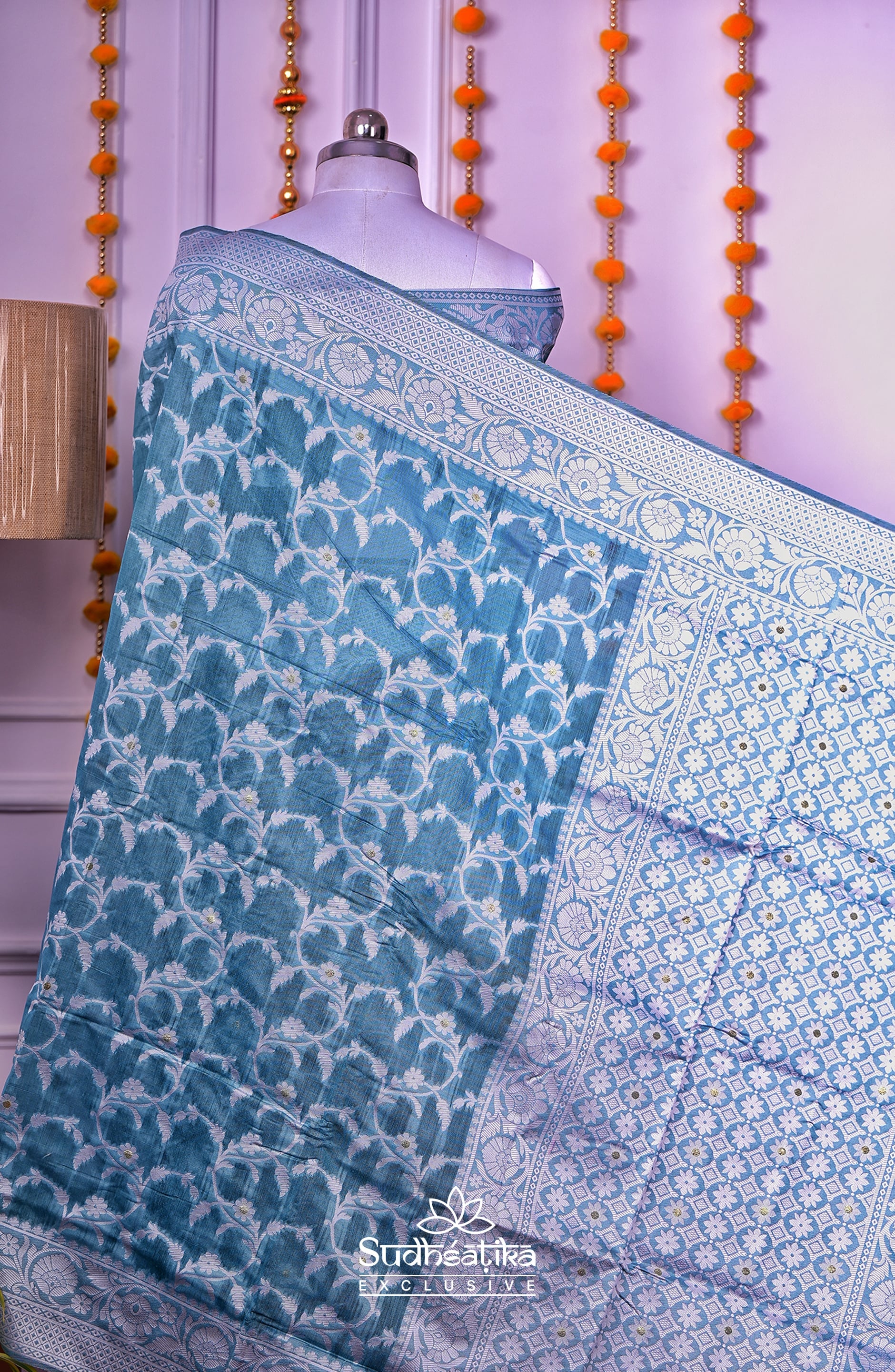 Light Blue Cotton Saree Lightweight