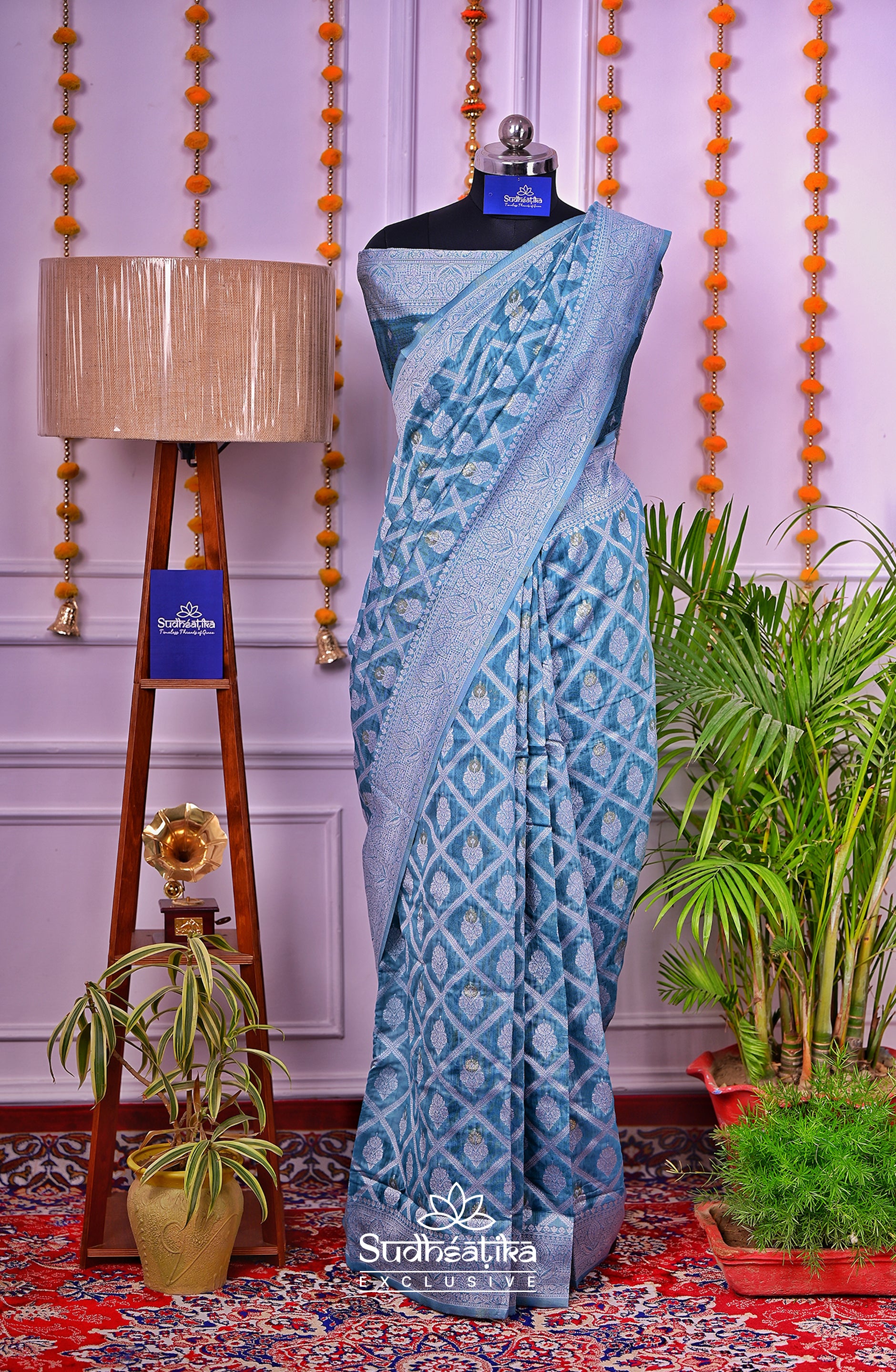 Light Blue Cotton Saree Lightweight
