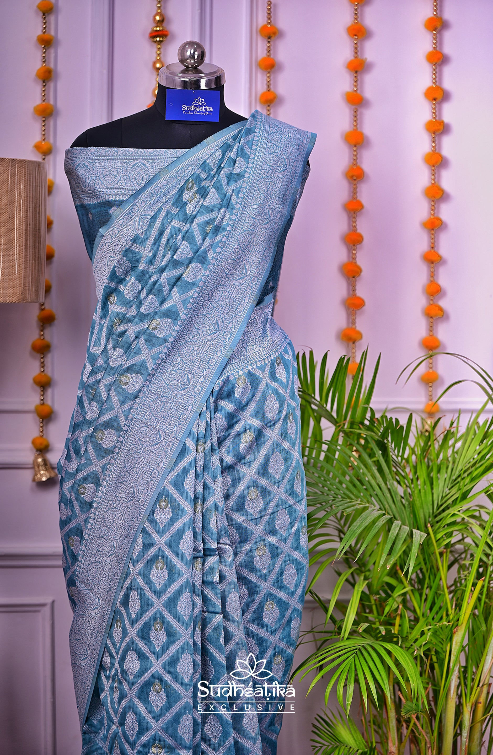 Light Blue Cotton Saree Lightweight