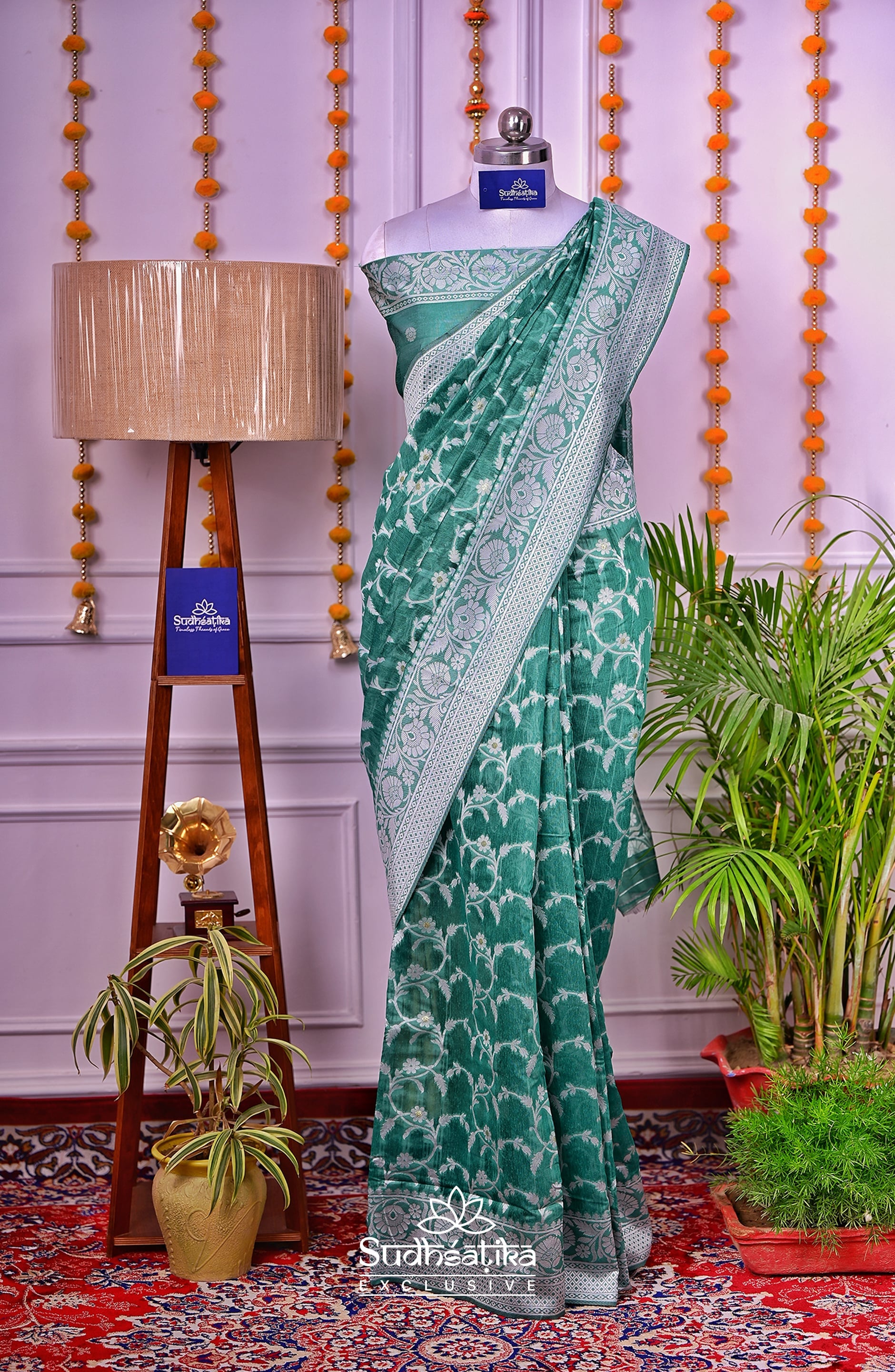 Rama Green Cotton Saree Lightweight