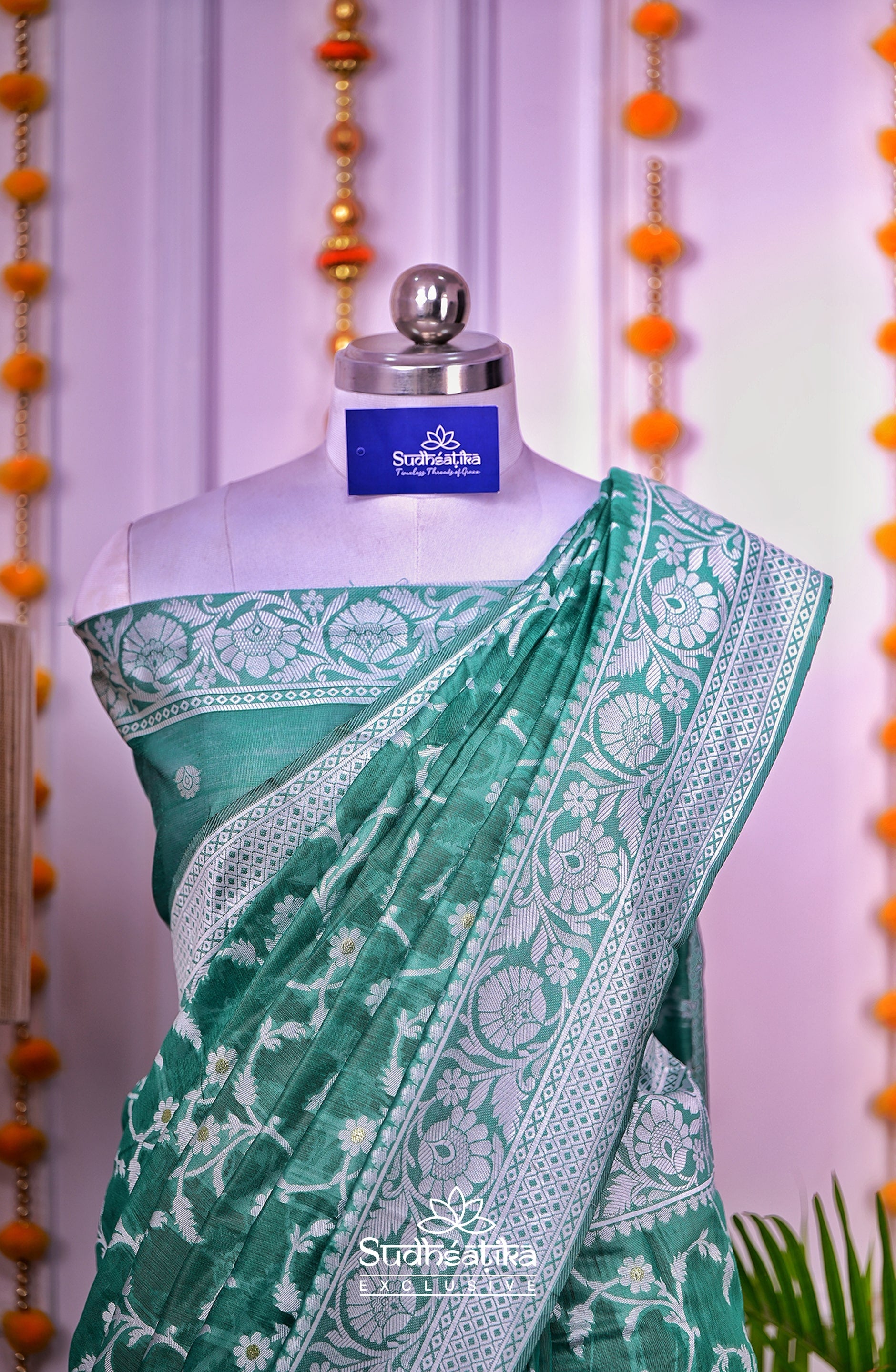 Rama Green Cotton Saree Lightweight