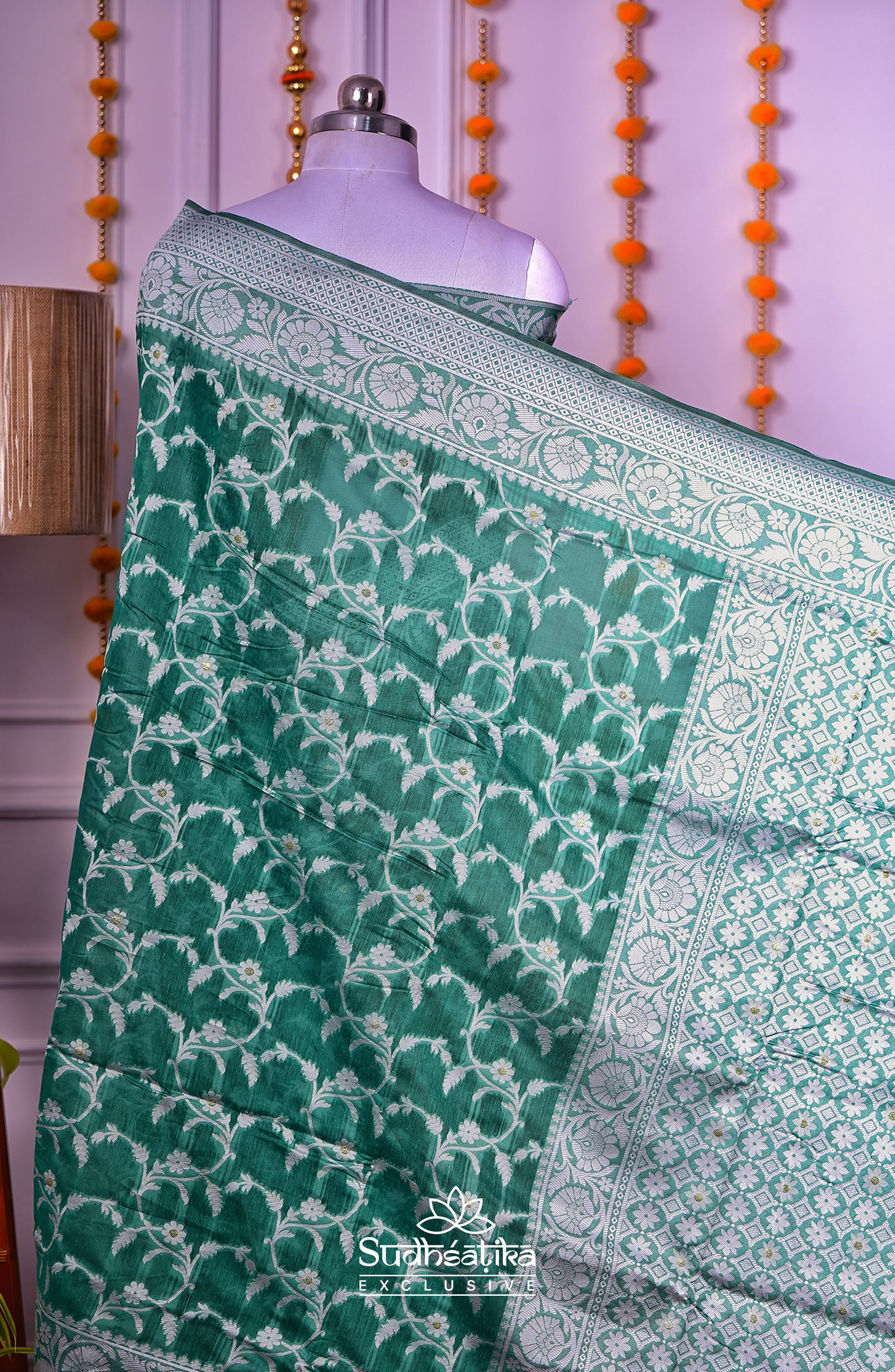 Rama Green Cotton Saree Lightweight