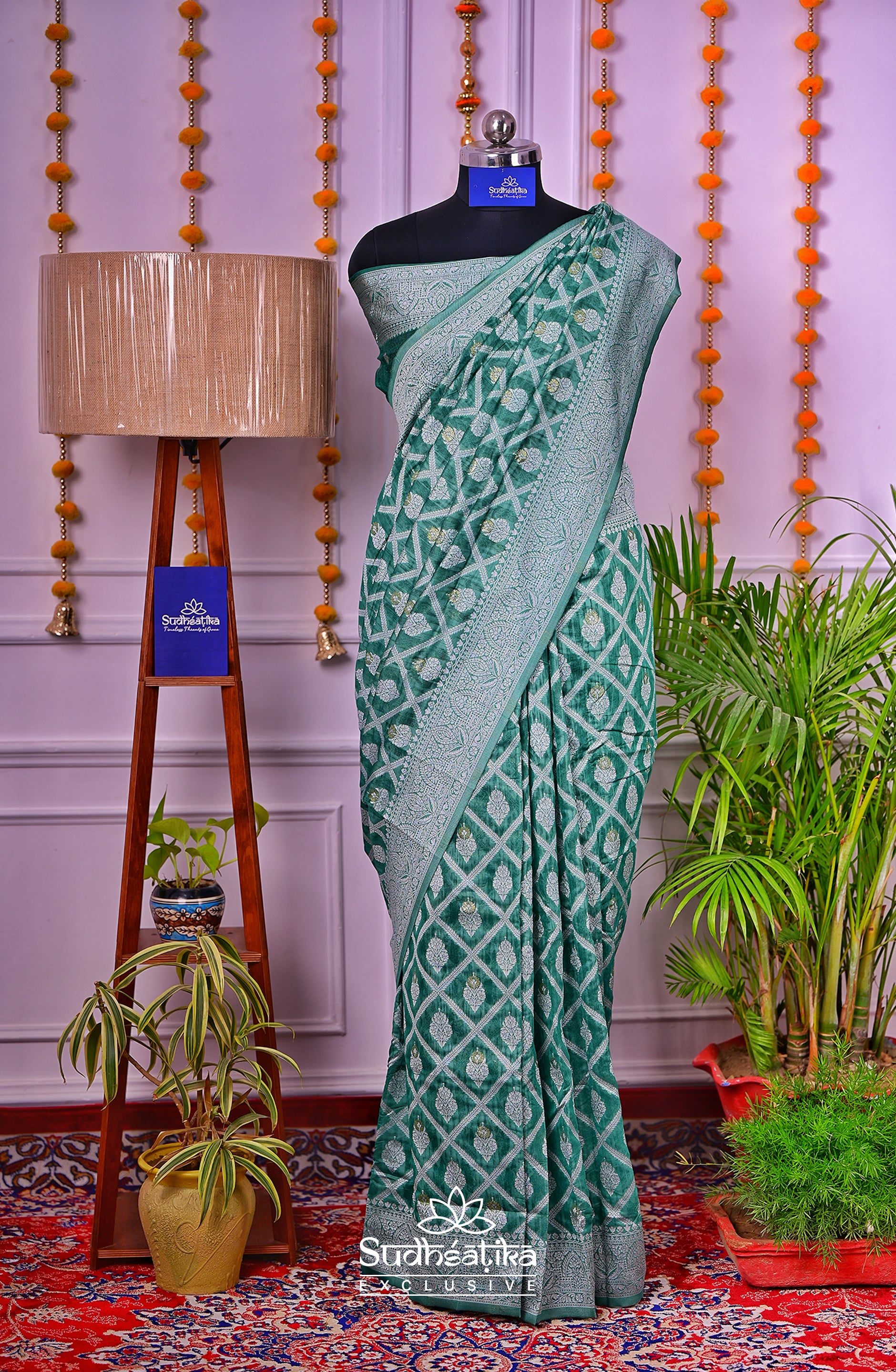 Rama Green Cotton Saree Lightweight