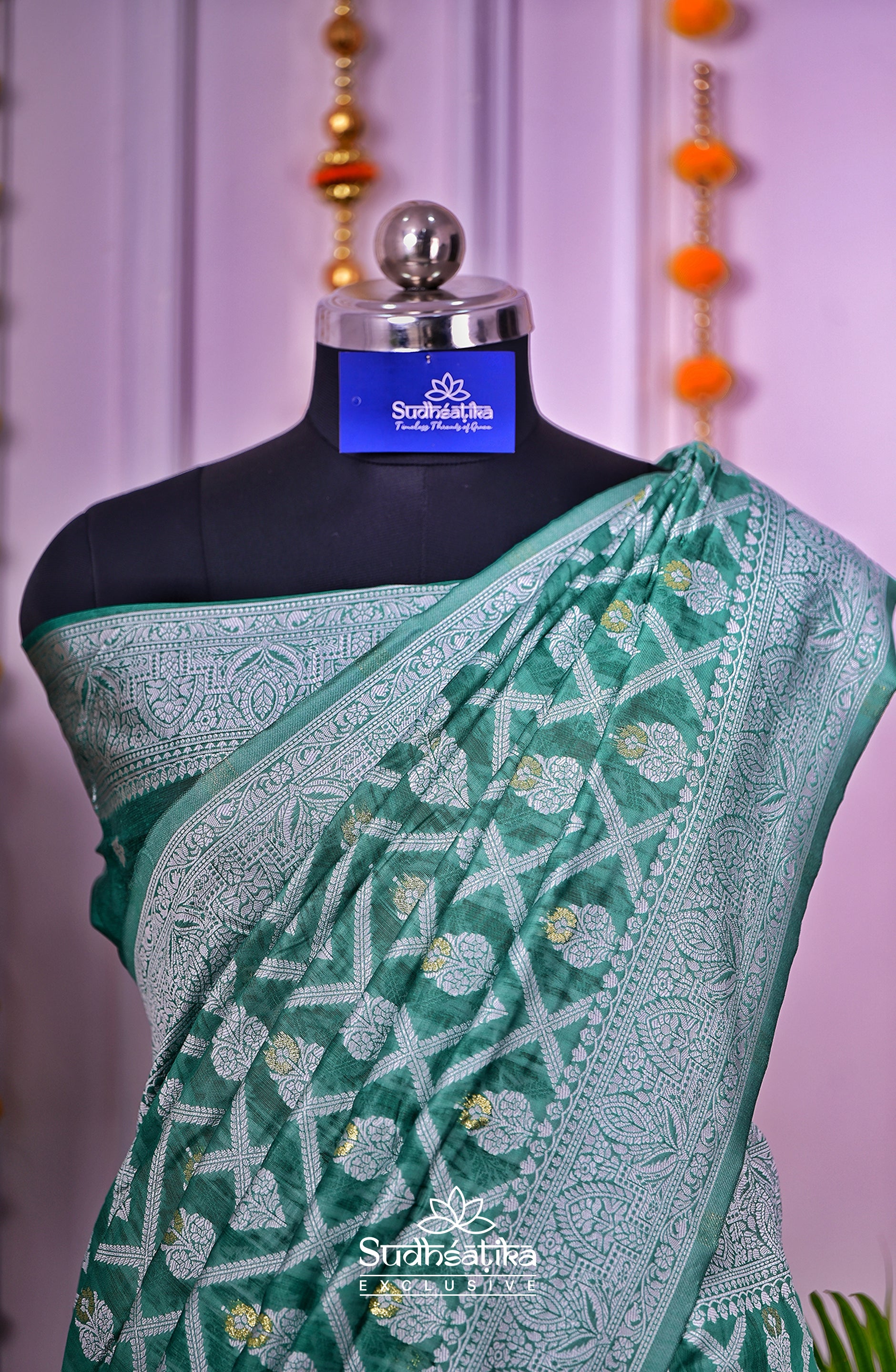 Rama Green Cotton Saree Lightweight