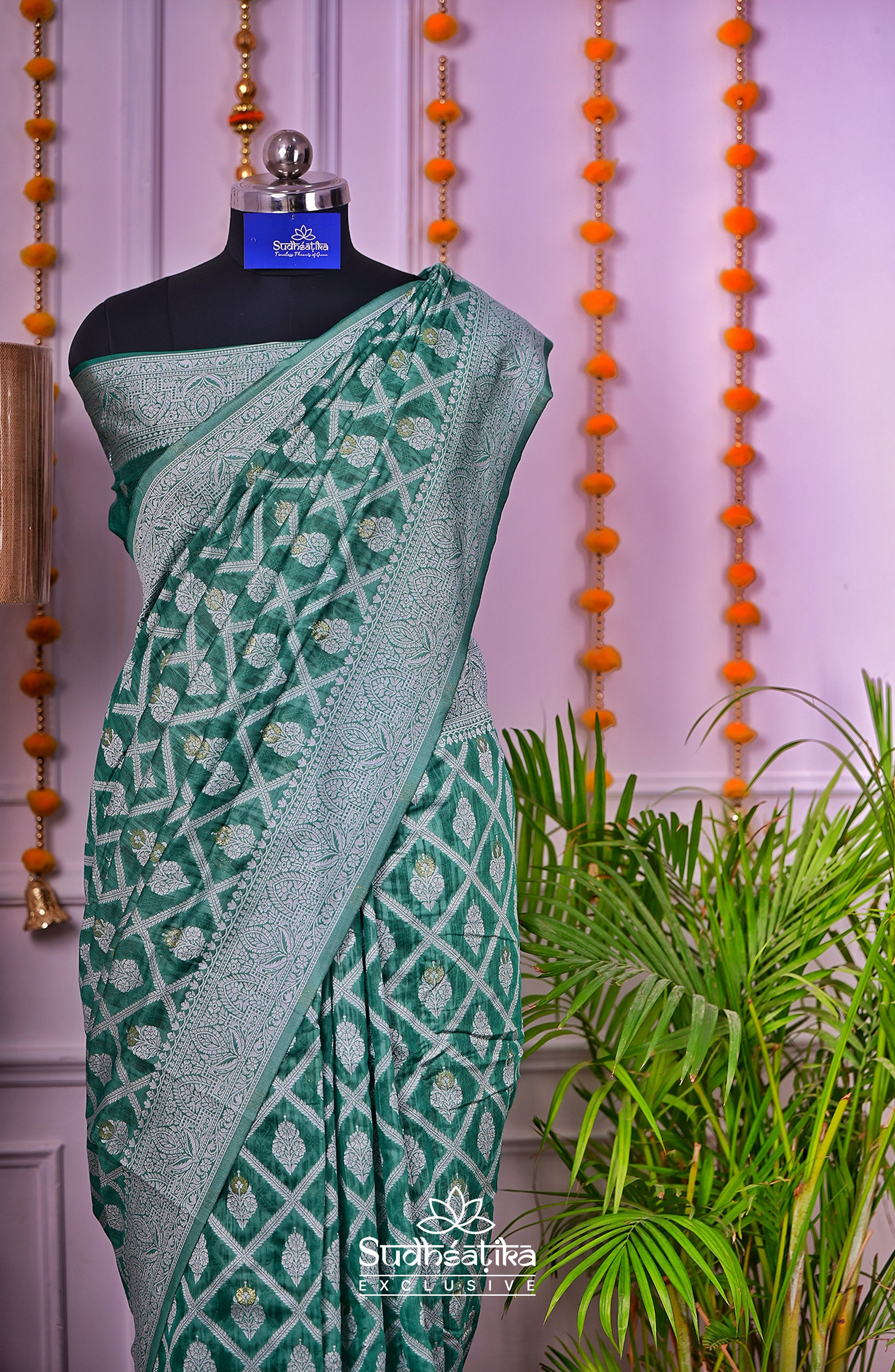 Rama Green Cotton Saree Lightweight