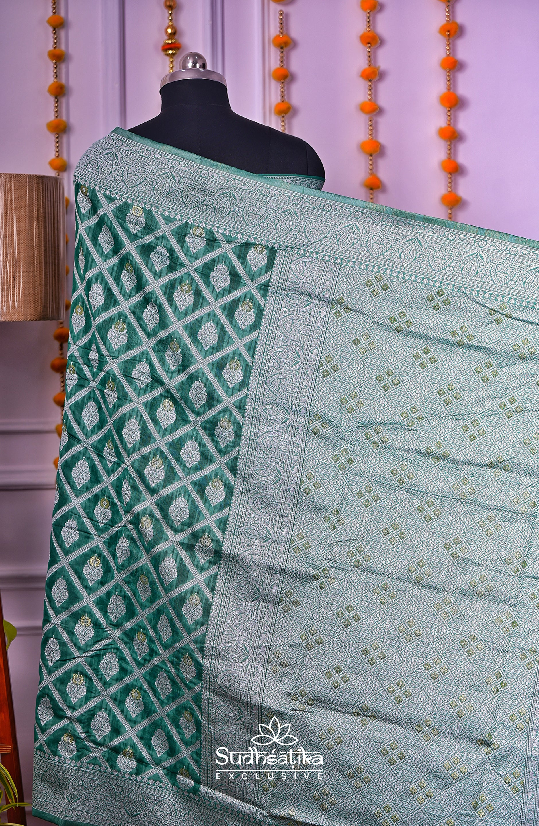 Rama Green Cotton Saree Lightweight