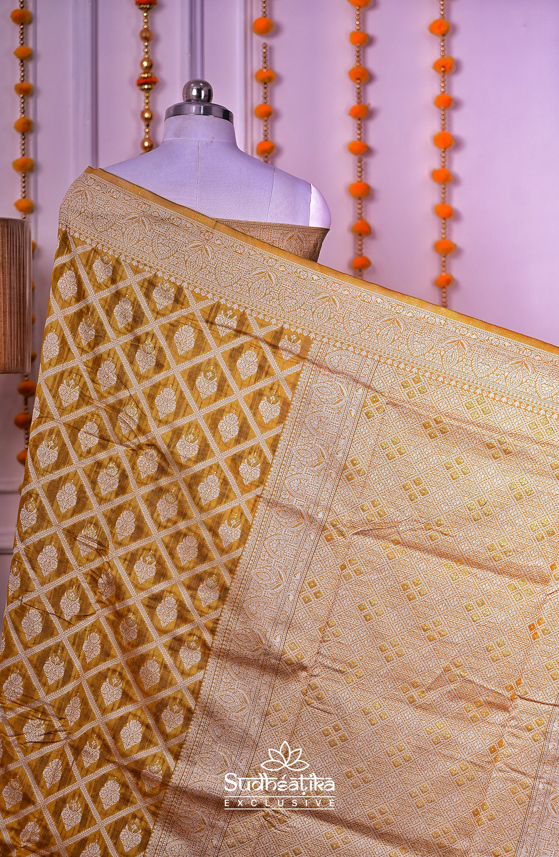 Mustard Cotton Saree Lightweight