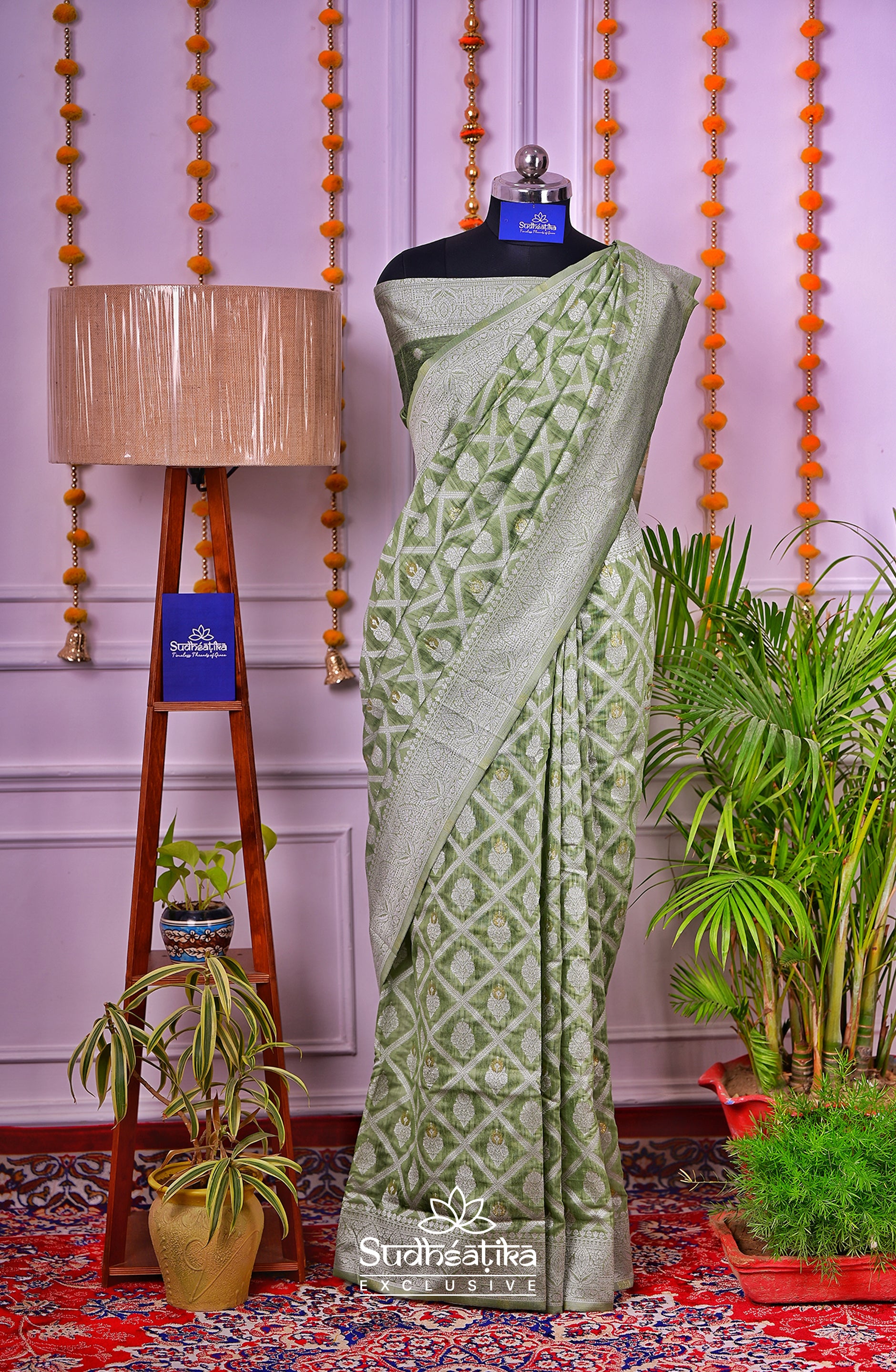 Pista Green Cotton Saree Lightweight