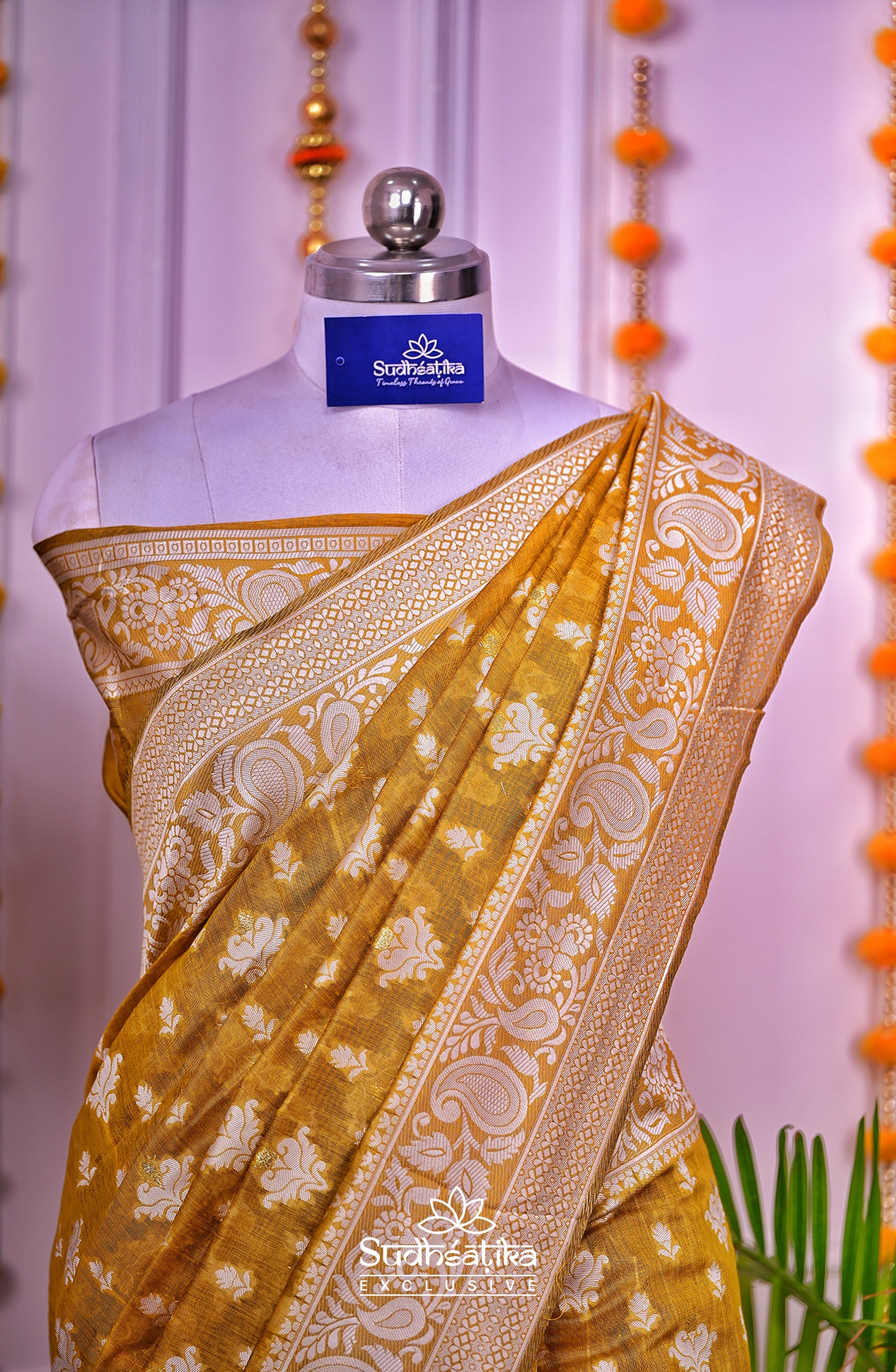 Mustard Cotton Saree Lightweight