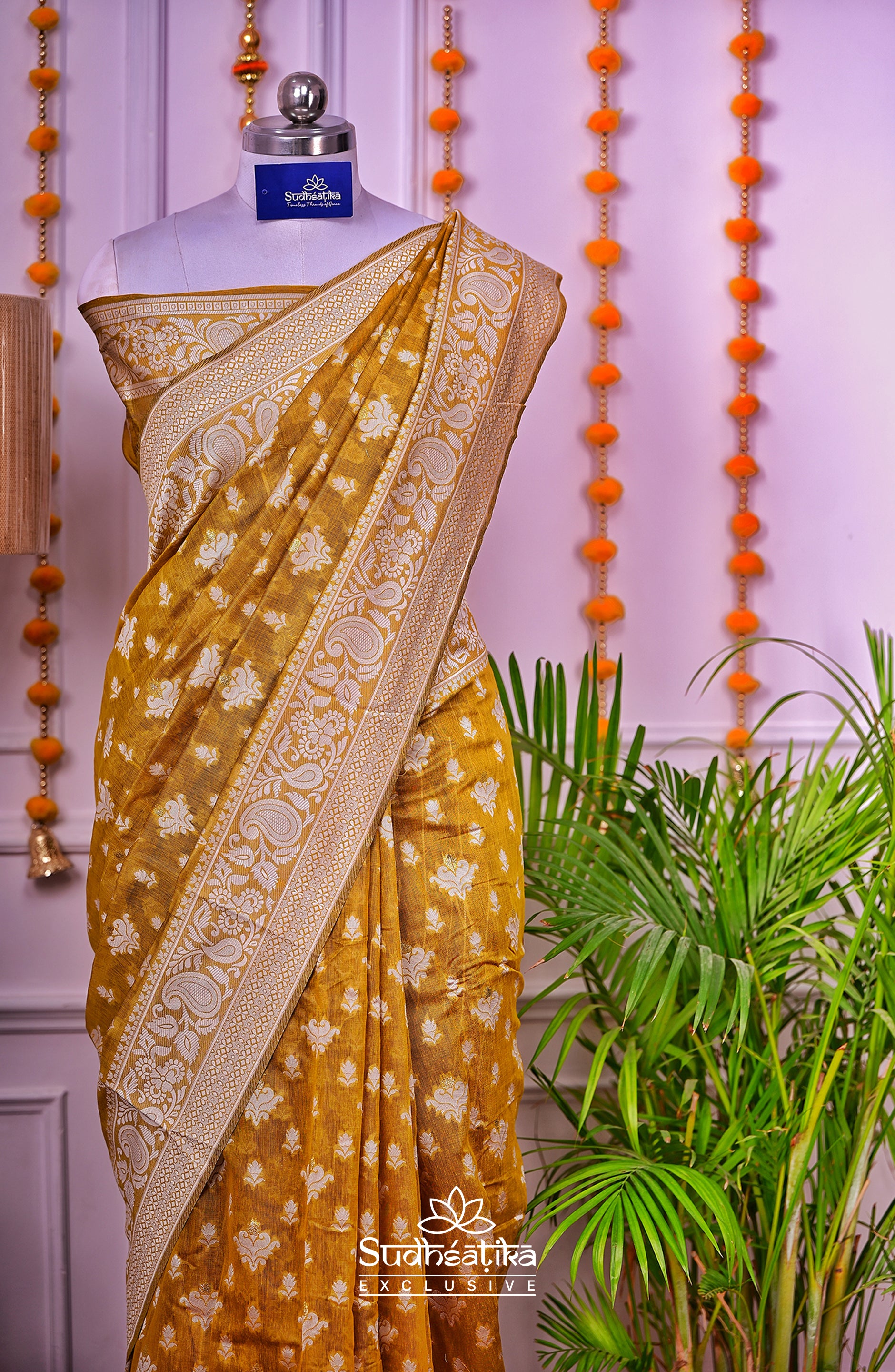 Mustard Cotton Saree Lightweight