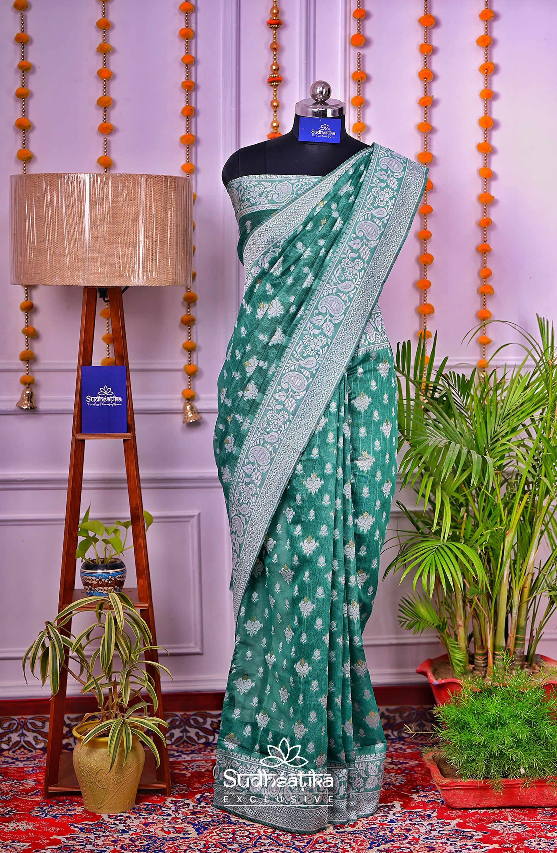 Rama Green Cotton Saree Lightweight