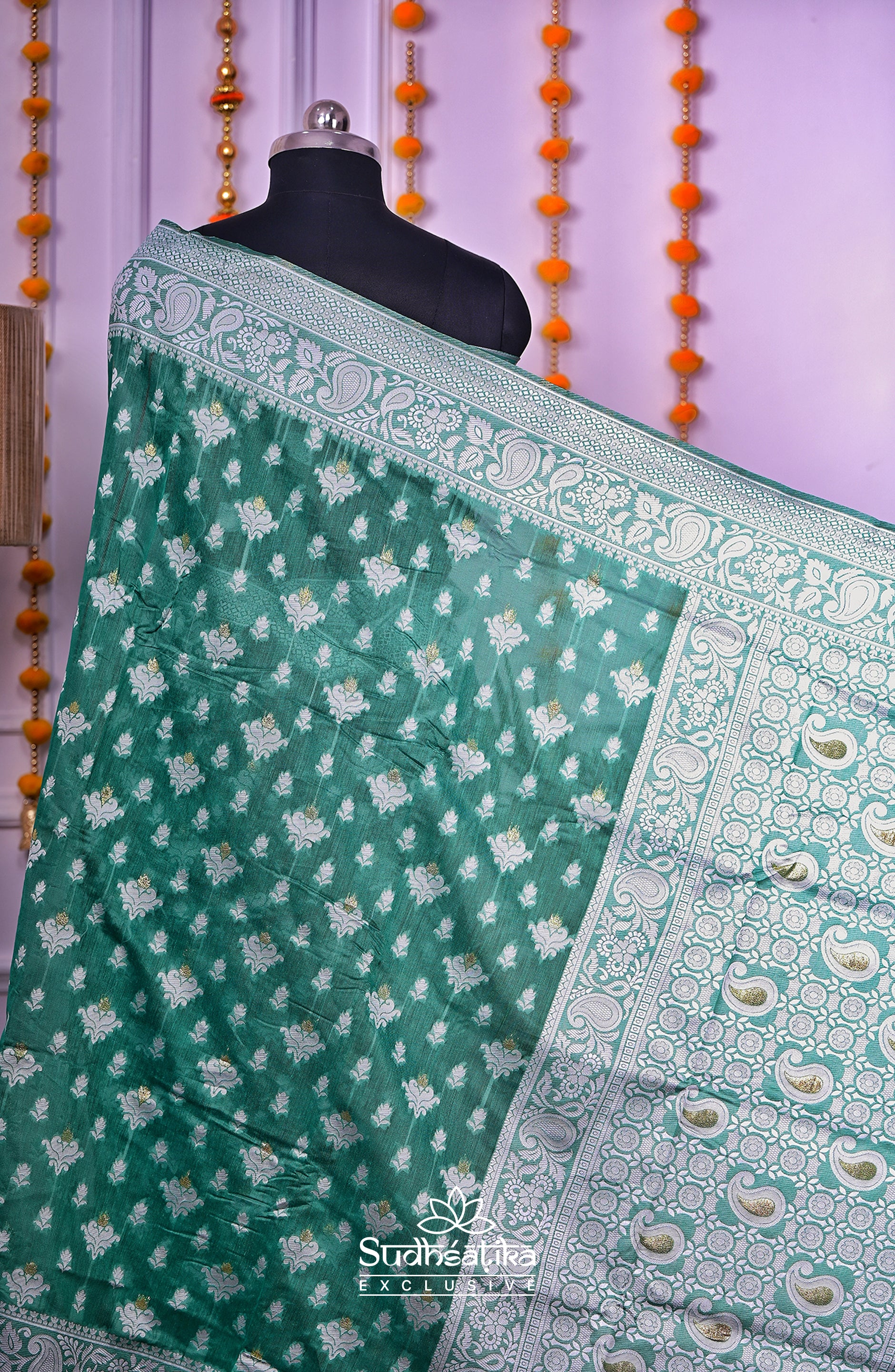 Rama Green Cotton Saree Lightweight