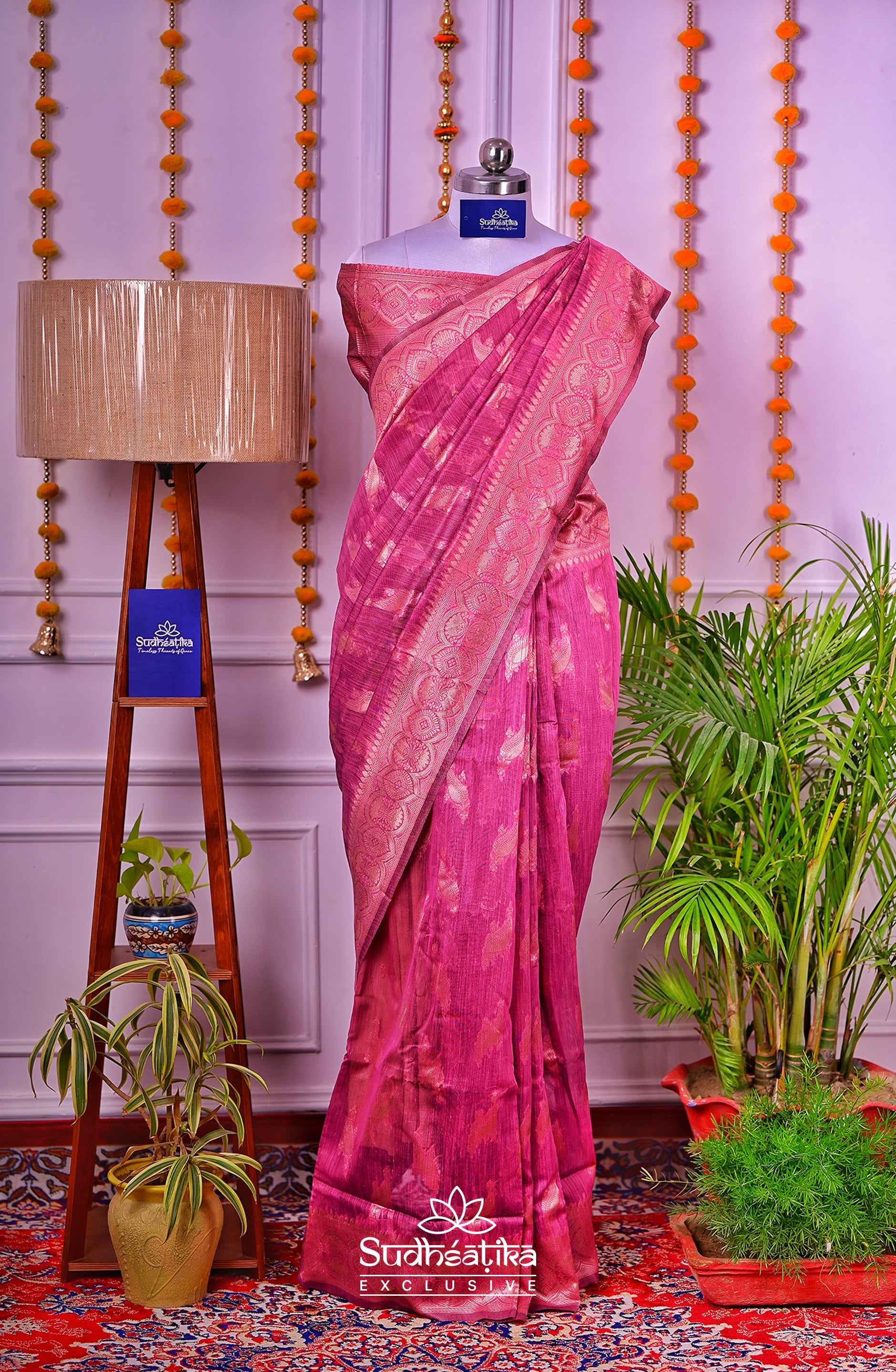 Wine Linen Silk Saree Lightweight