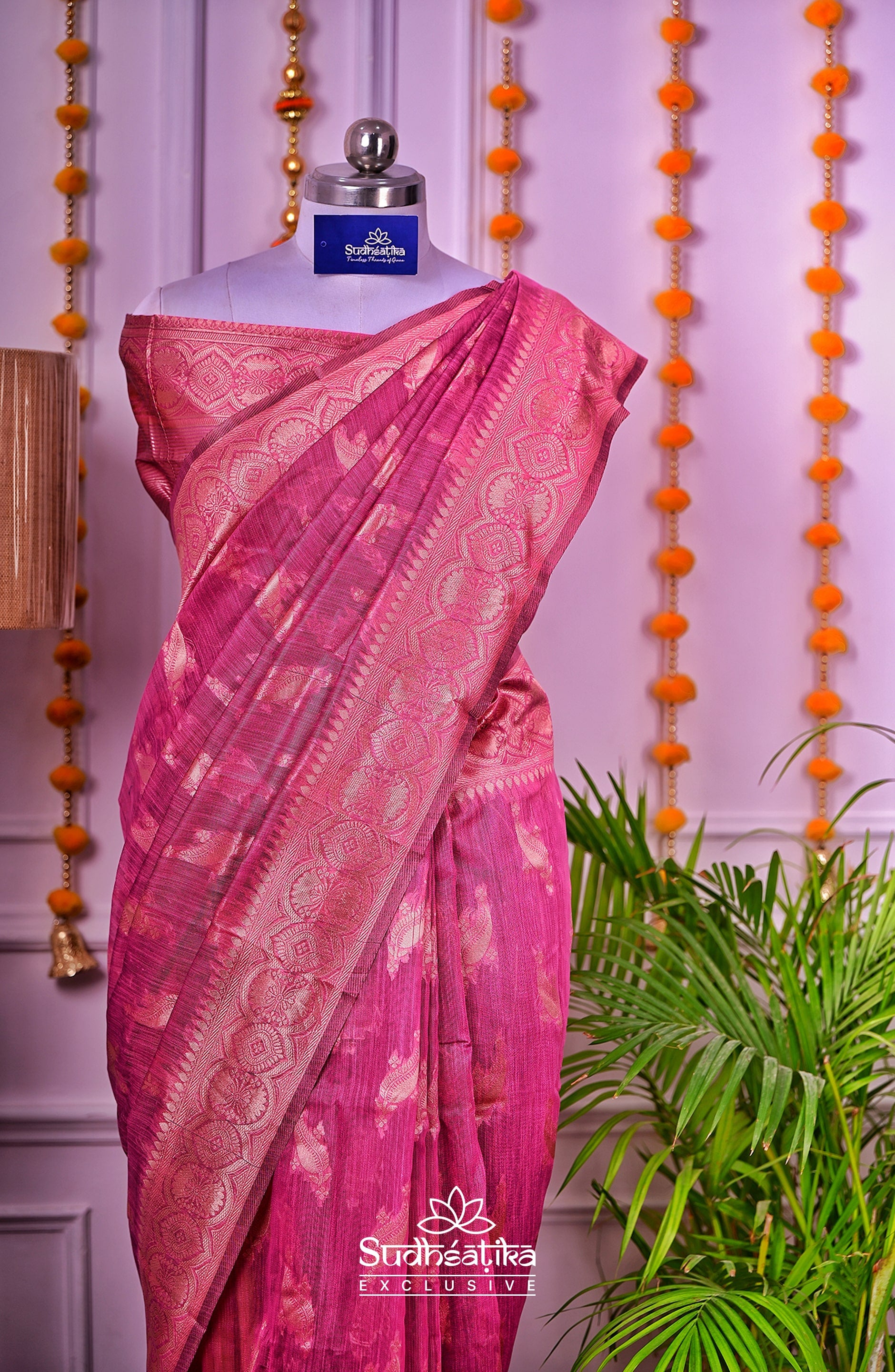 Wine Linen Silk Saree Lightweight