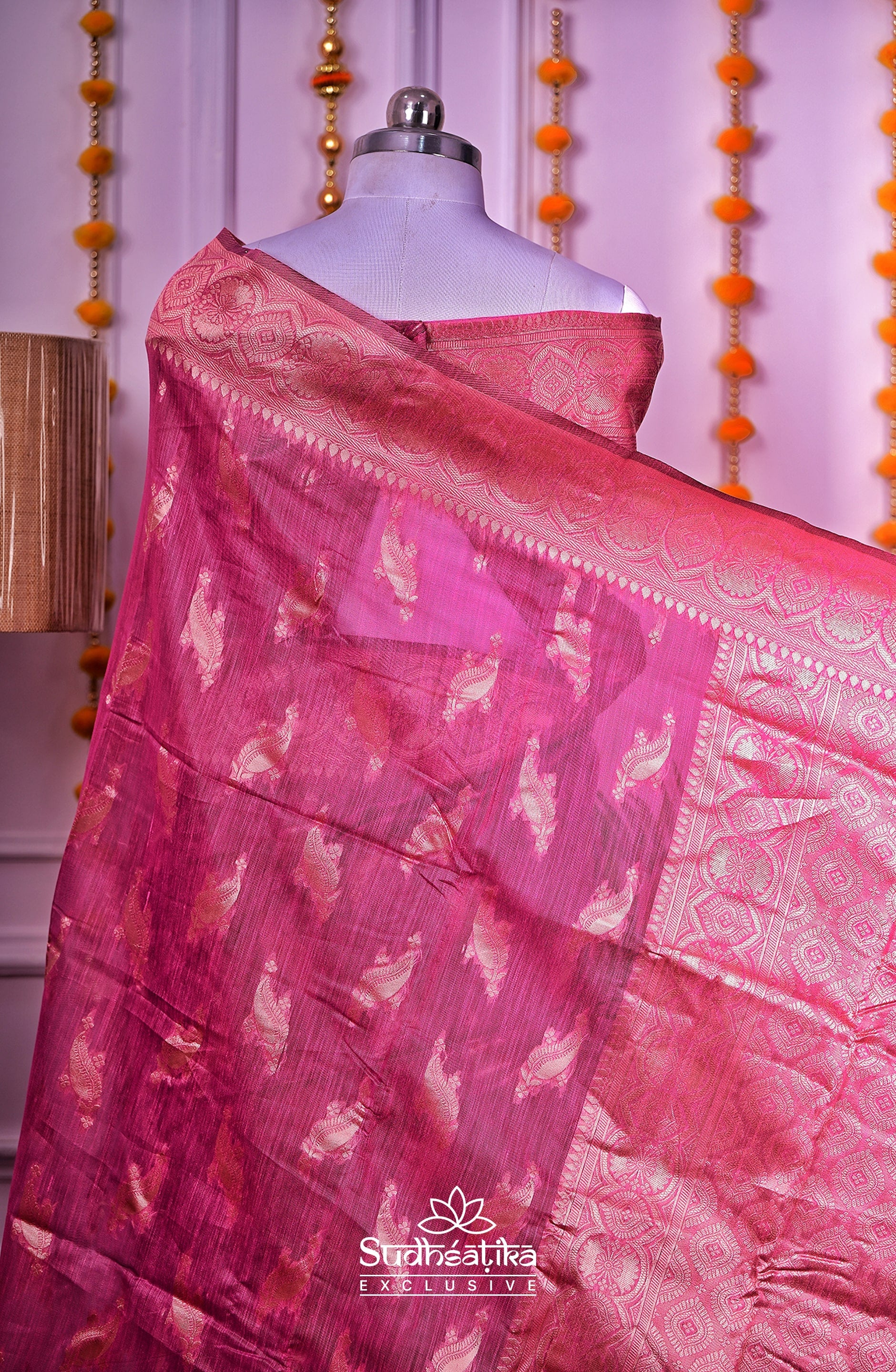 Wine Linen Silk Saree Lightweight