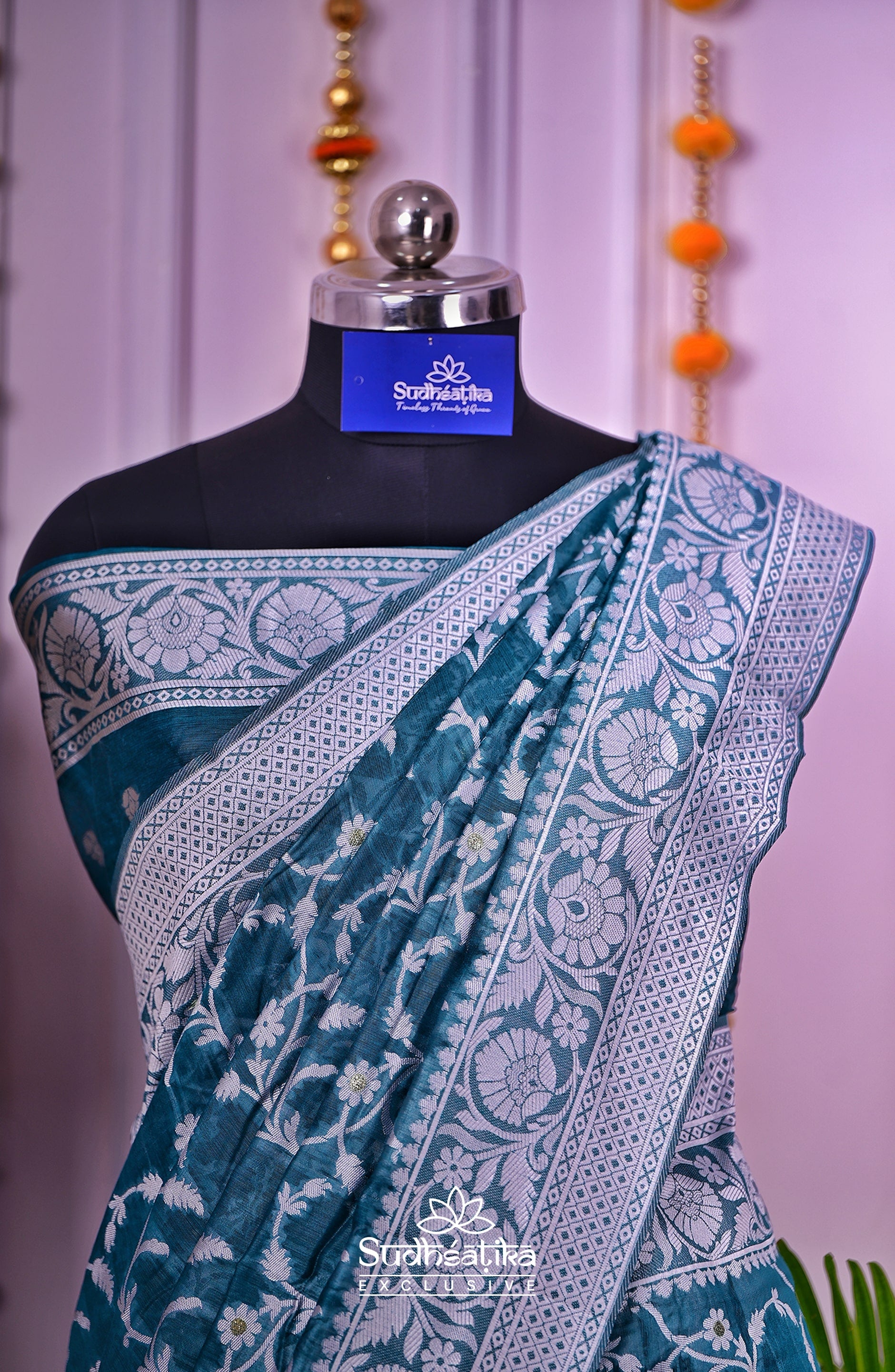 Rama Green Cotton Saree Lightweight