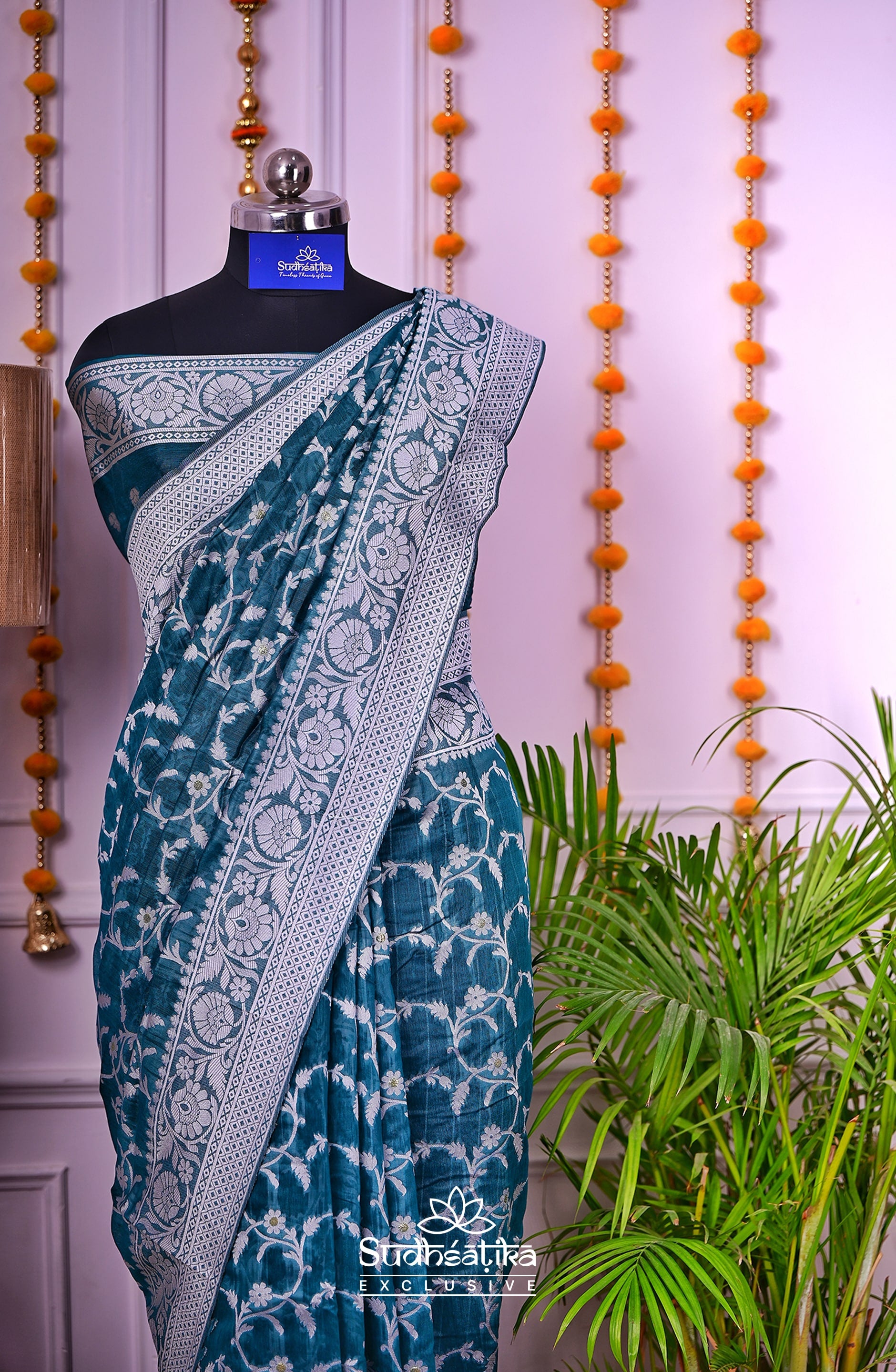 Rama Green Cotton Saree Lightweight