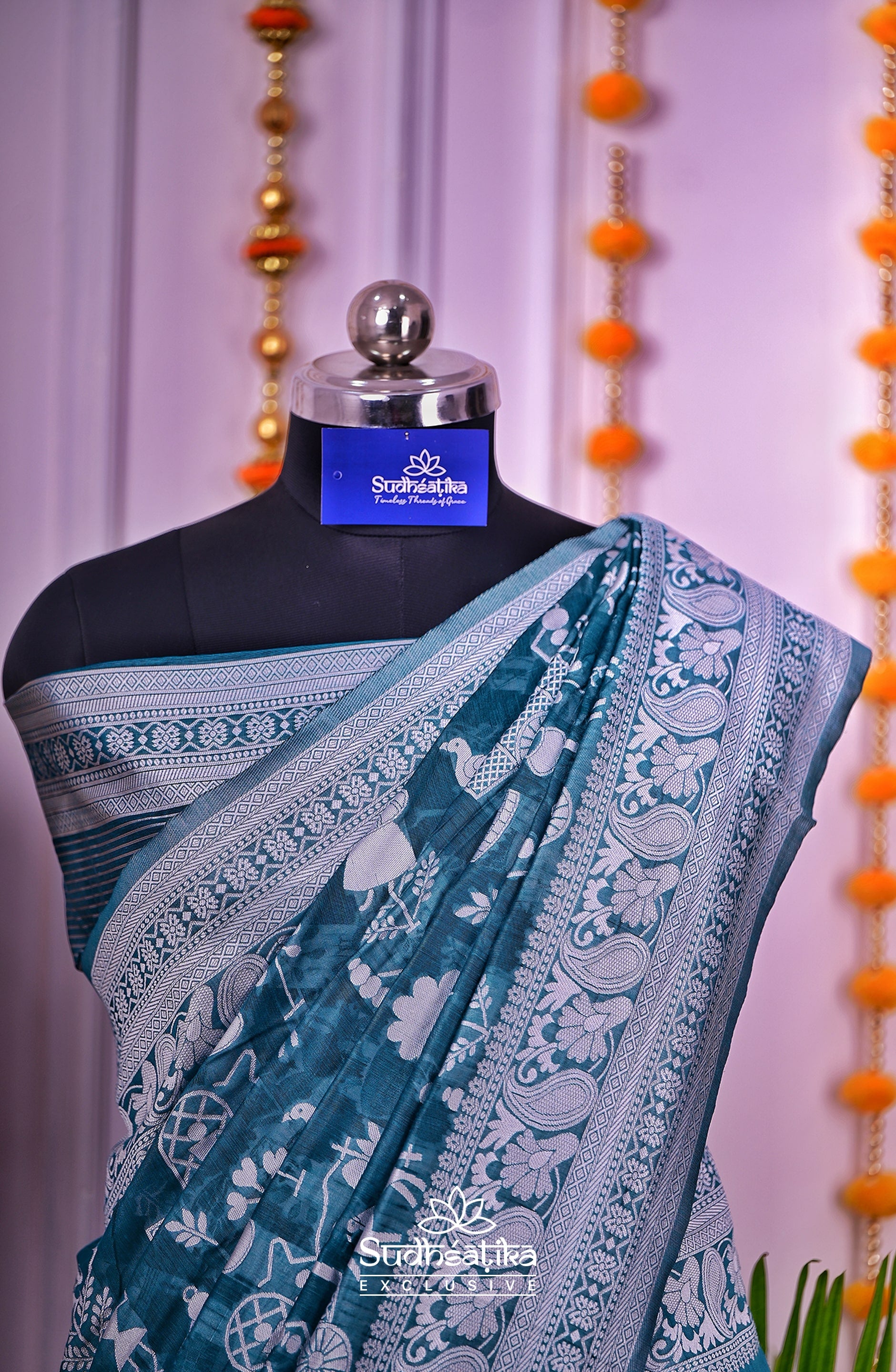 Rama Green Cotton Saree Lightweight
