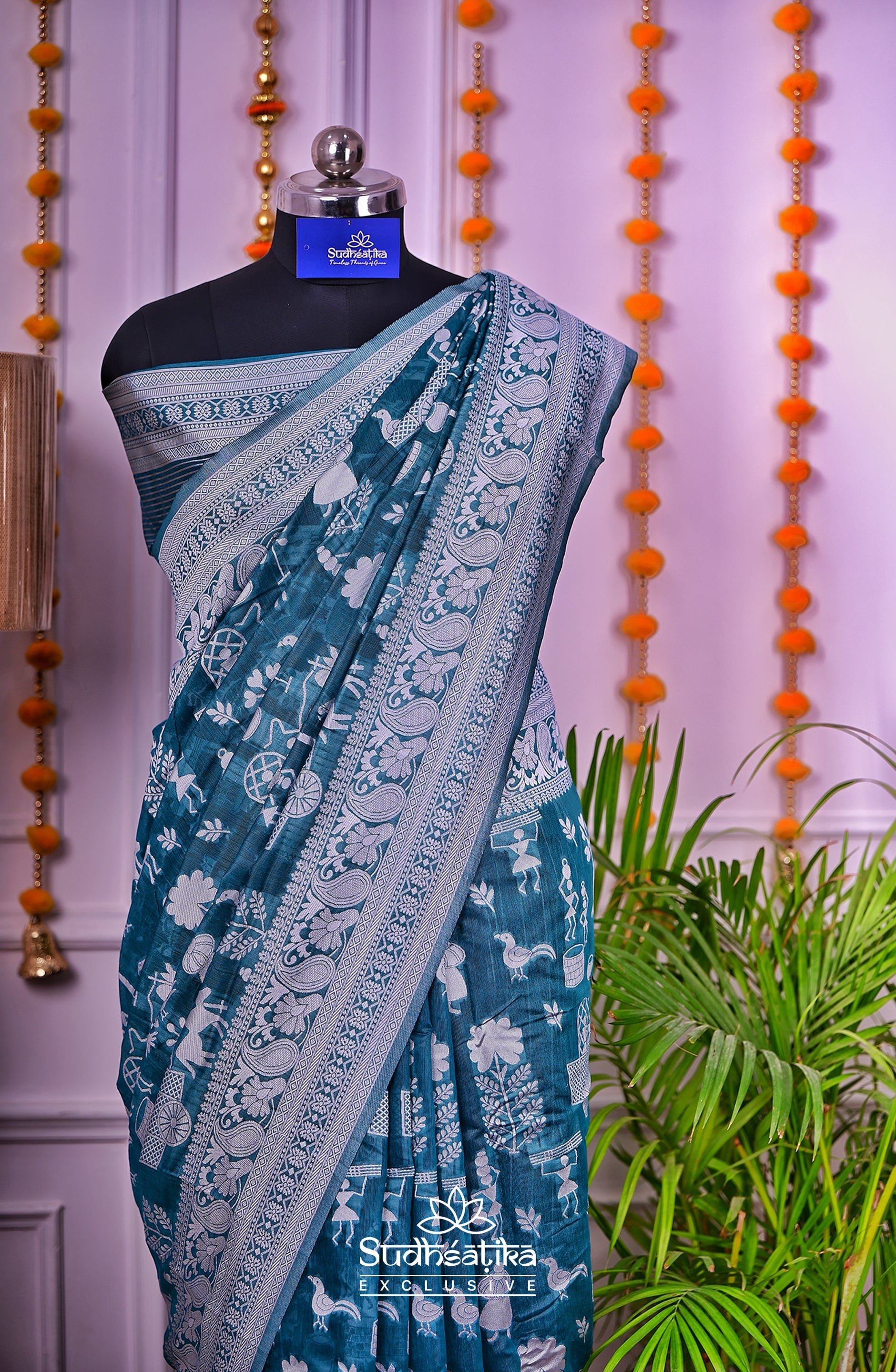 Rama Green Cotton Saree Lightweight