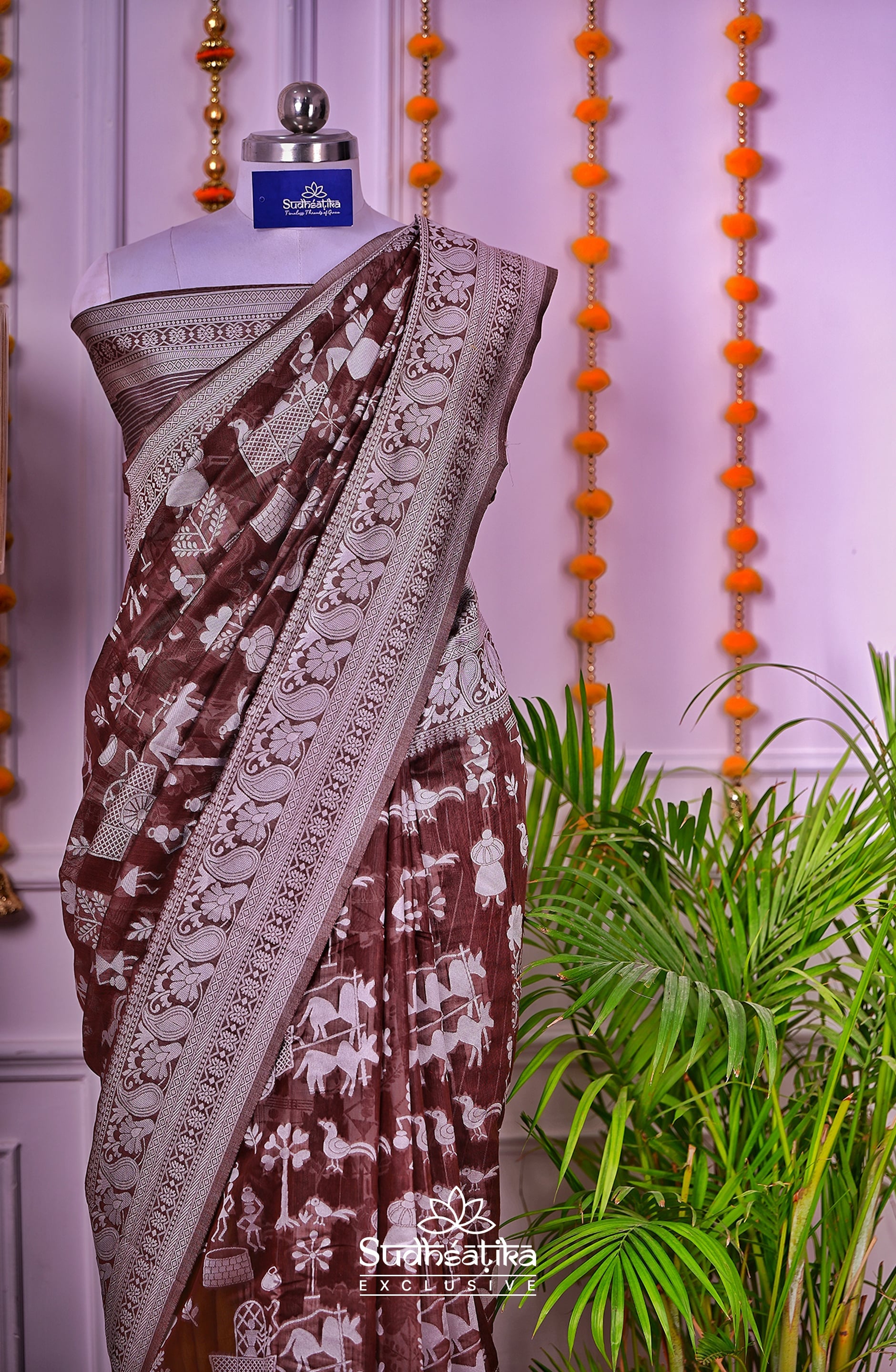 Coffee Brown Cotton Saree Lightweight