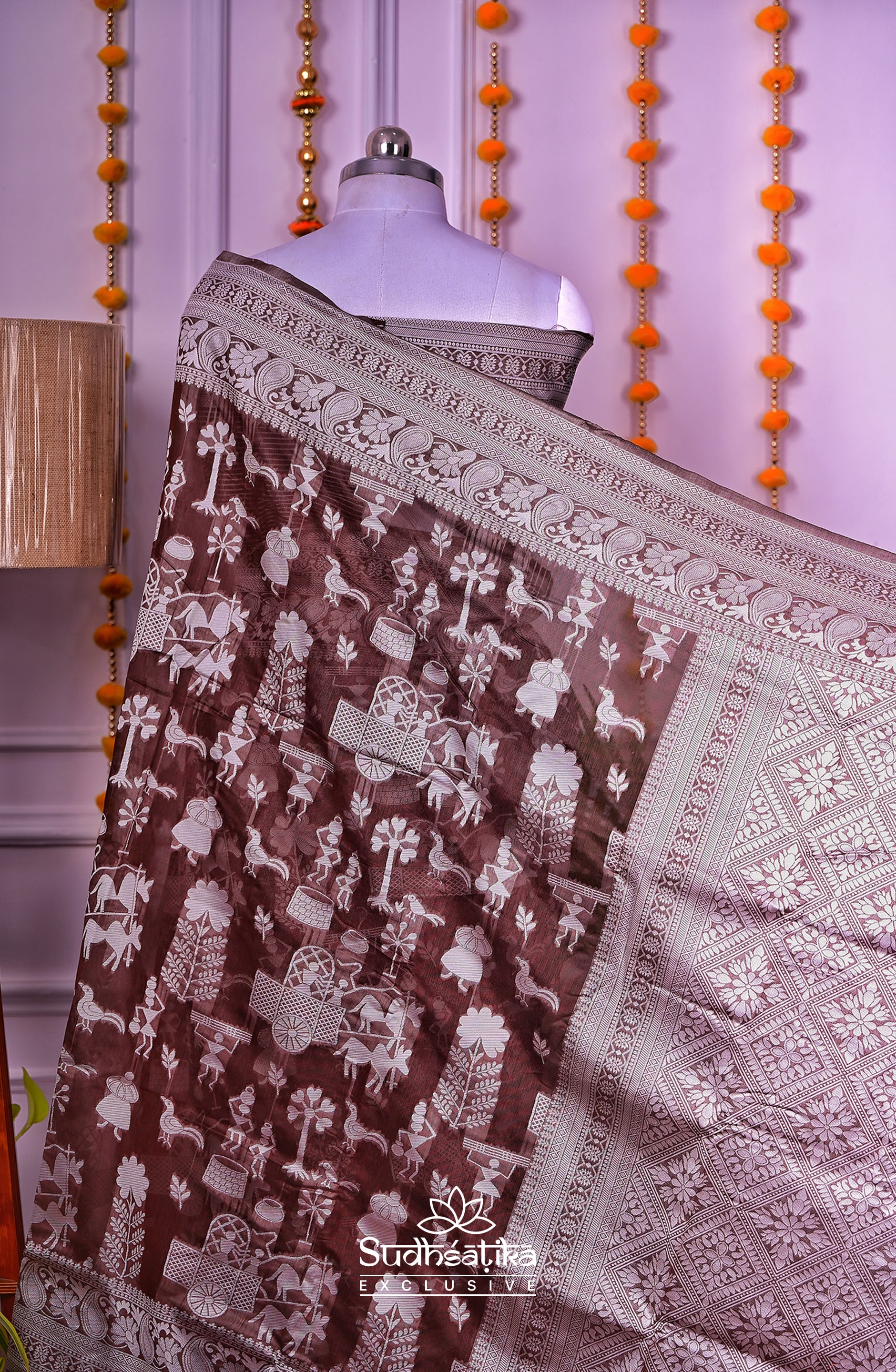 Coffee Brown Cotton Saree Lightweight