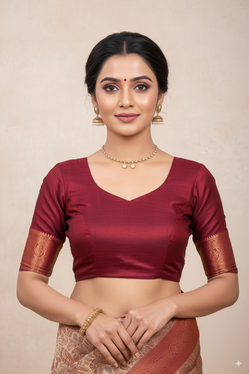 Wine Silk Woven Banarasi Saree Lightweight
