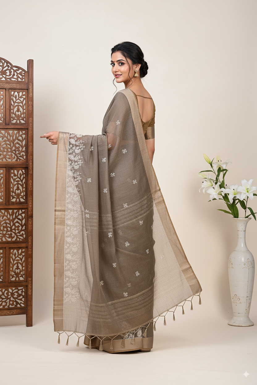 Mehndi Gadhwal Cotton Lightweight Saree