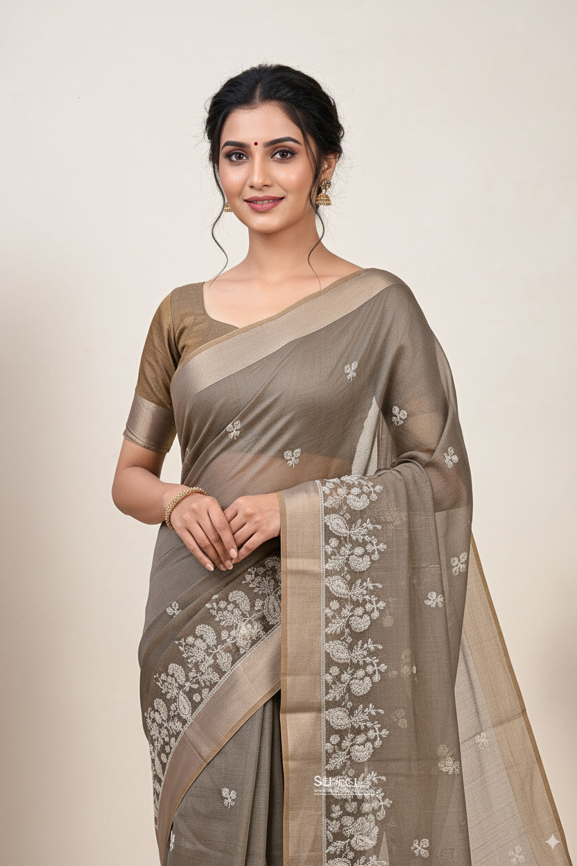 Mehndi Gadhwal Cotton Lightweight Saree