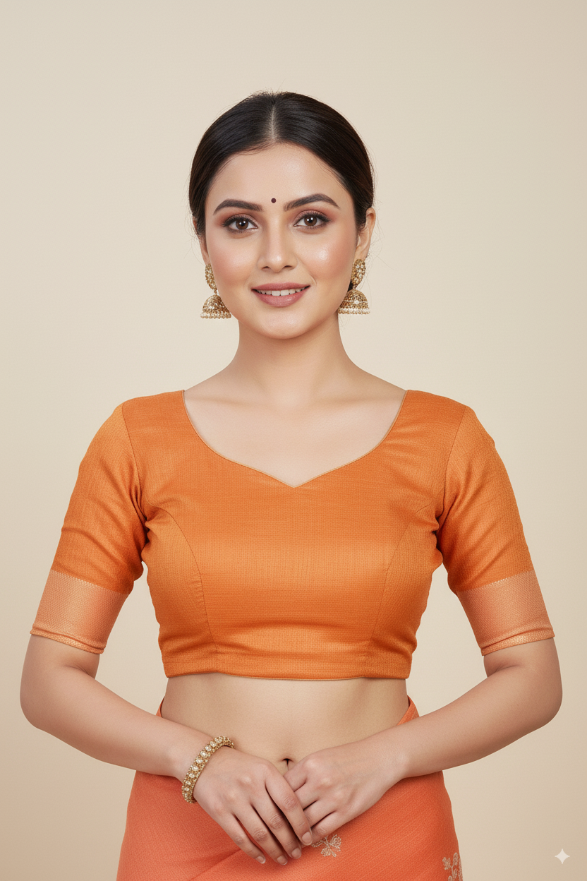 Dark Peach Gadhwal Cotton Lightweight Saree