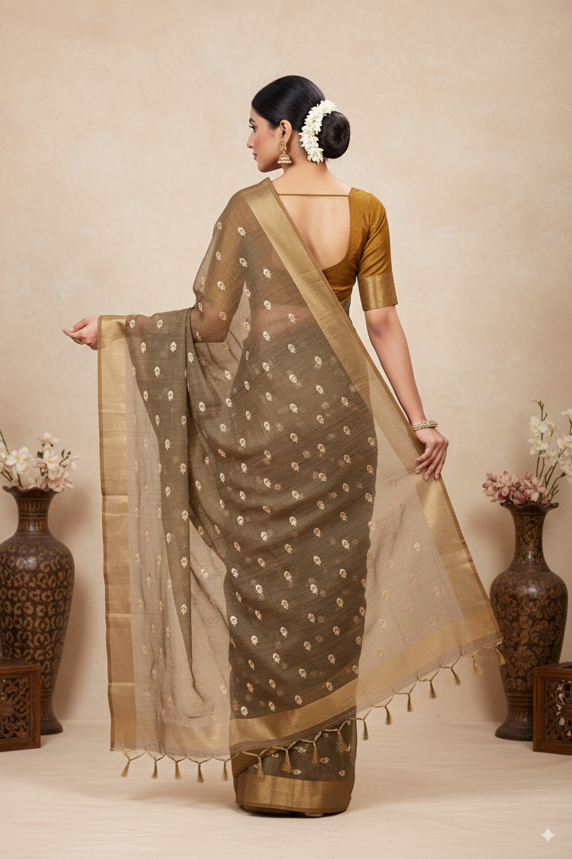 Sage Green Gadwal Cotton Lightweight Saree