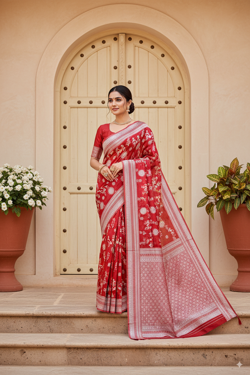 Marron Cotton Saree Lightweight