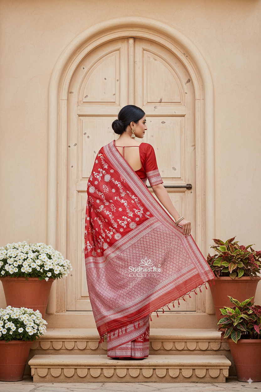 Marron Cotton Saree Lightweight