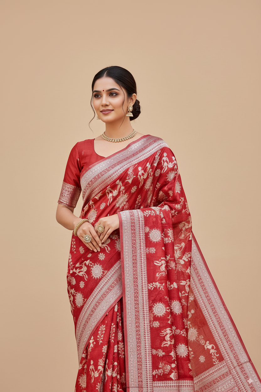 Marron Cotton Saree Lightweight