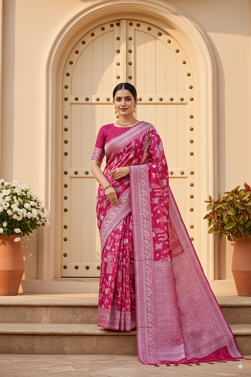 Marron Cotton Saree Lightweight
