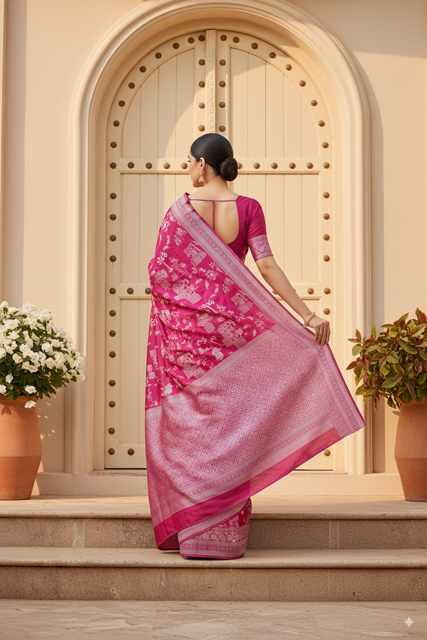 Marron Cotton Saree Lightweight