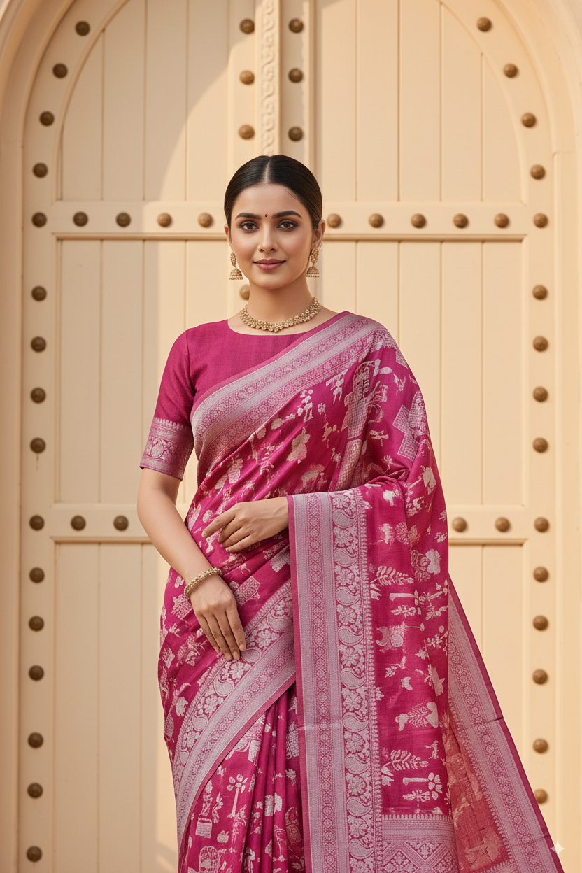 Marron Cotton Saree Lightweight
