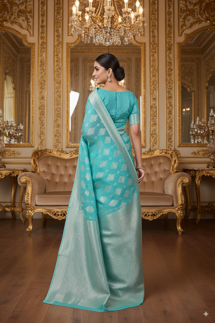 Sea Green Banarsi Spun Cotton Lightweight