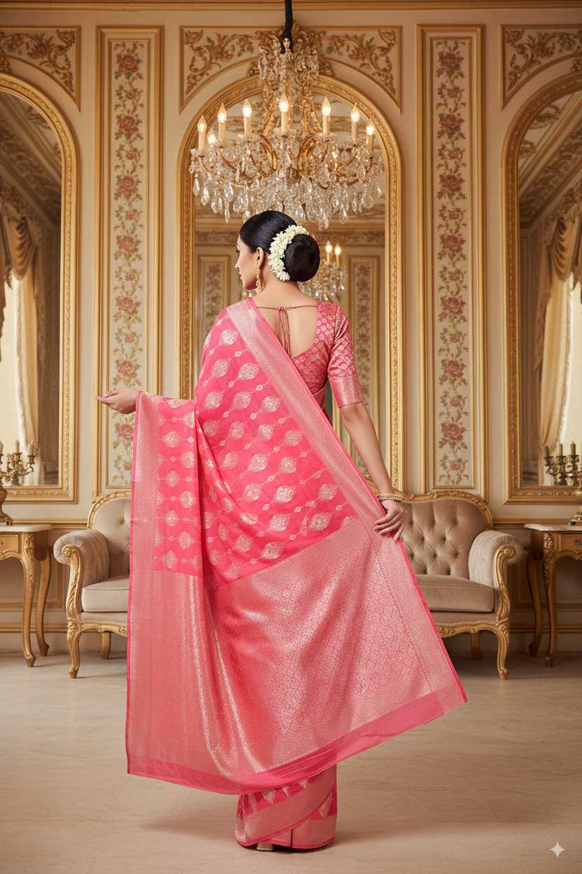 Rose Pink Banarsi Spun Cotton Lightweight