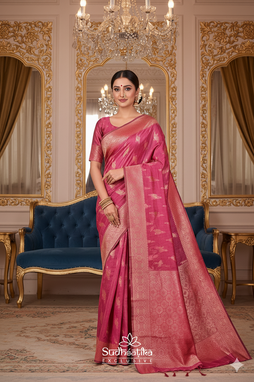 Wine Linen Silk Saree Lightweight