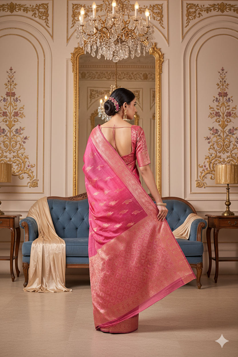 Wine Linen Silk Saree Lightweight